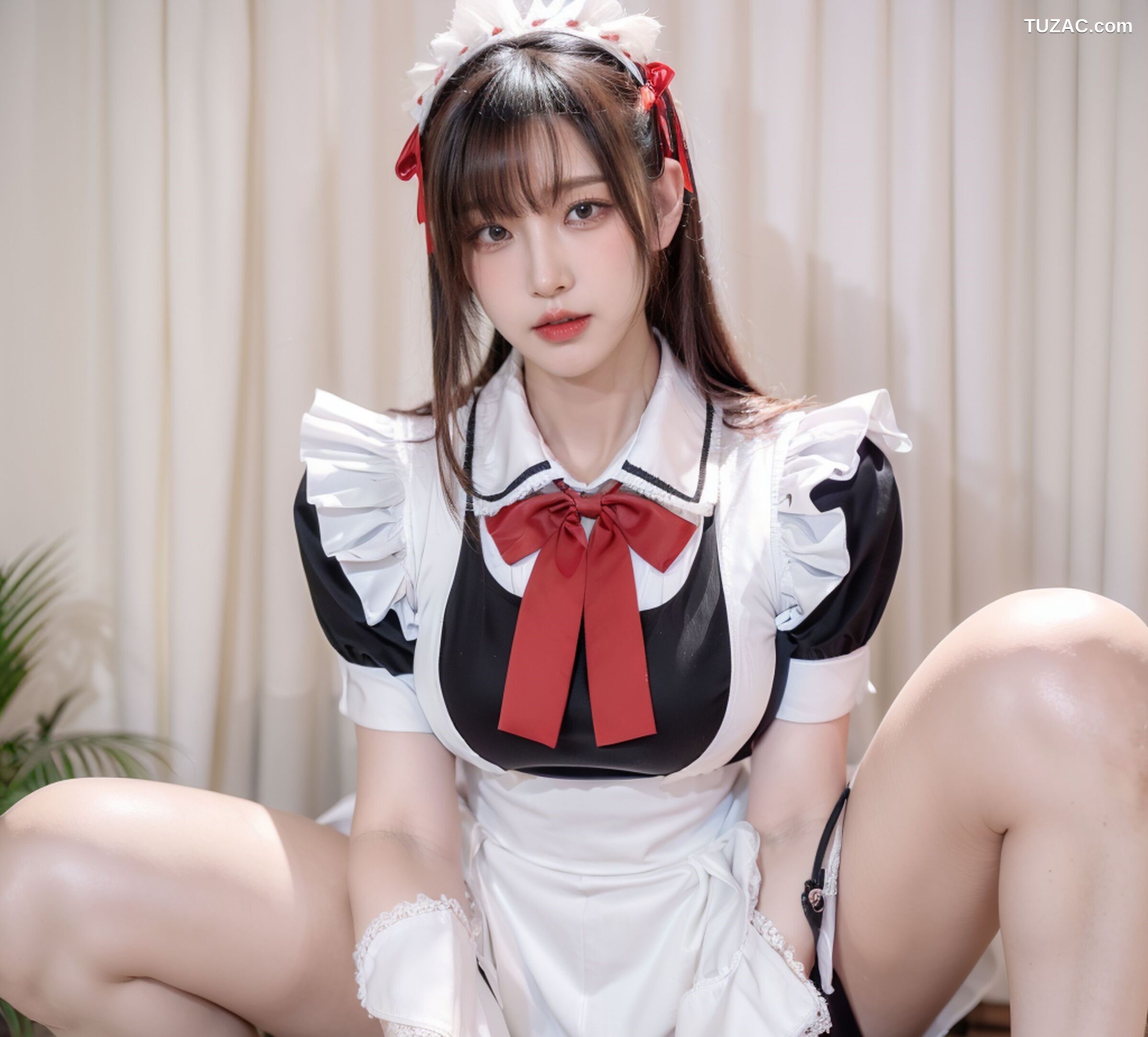 AI美女-拟实-清纯黑白女仆