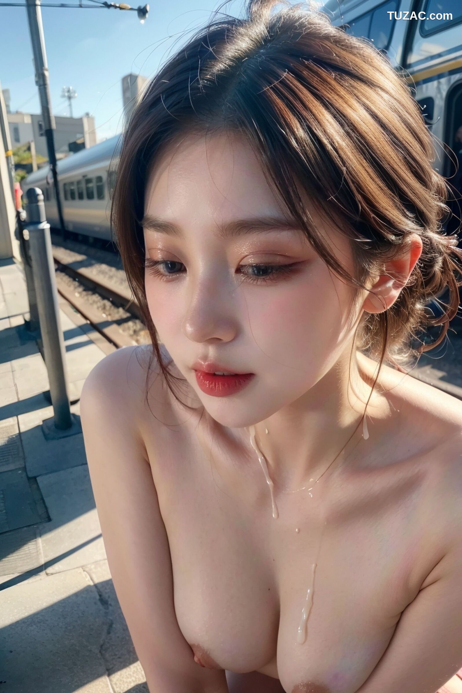 AI美女-拟实-火车站里的美女