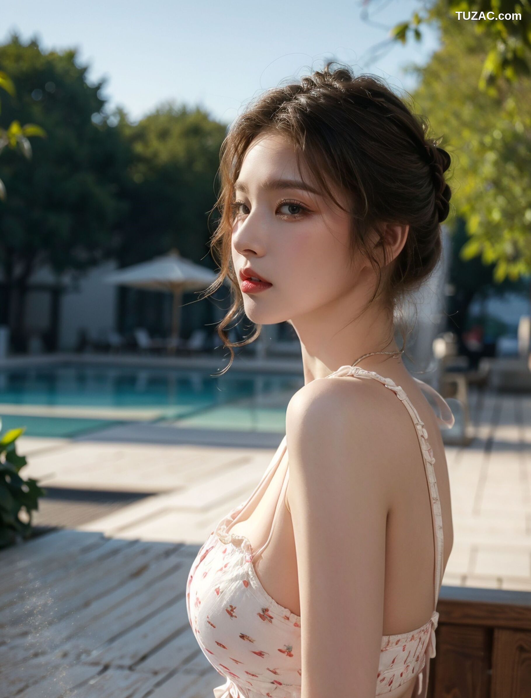 AI美女-拟实-白色红点睡衣短裙-18禁