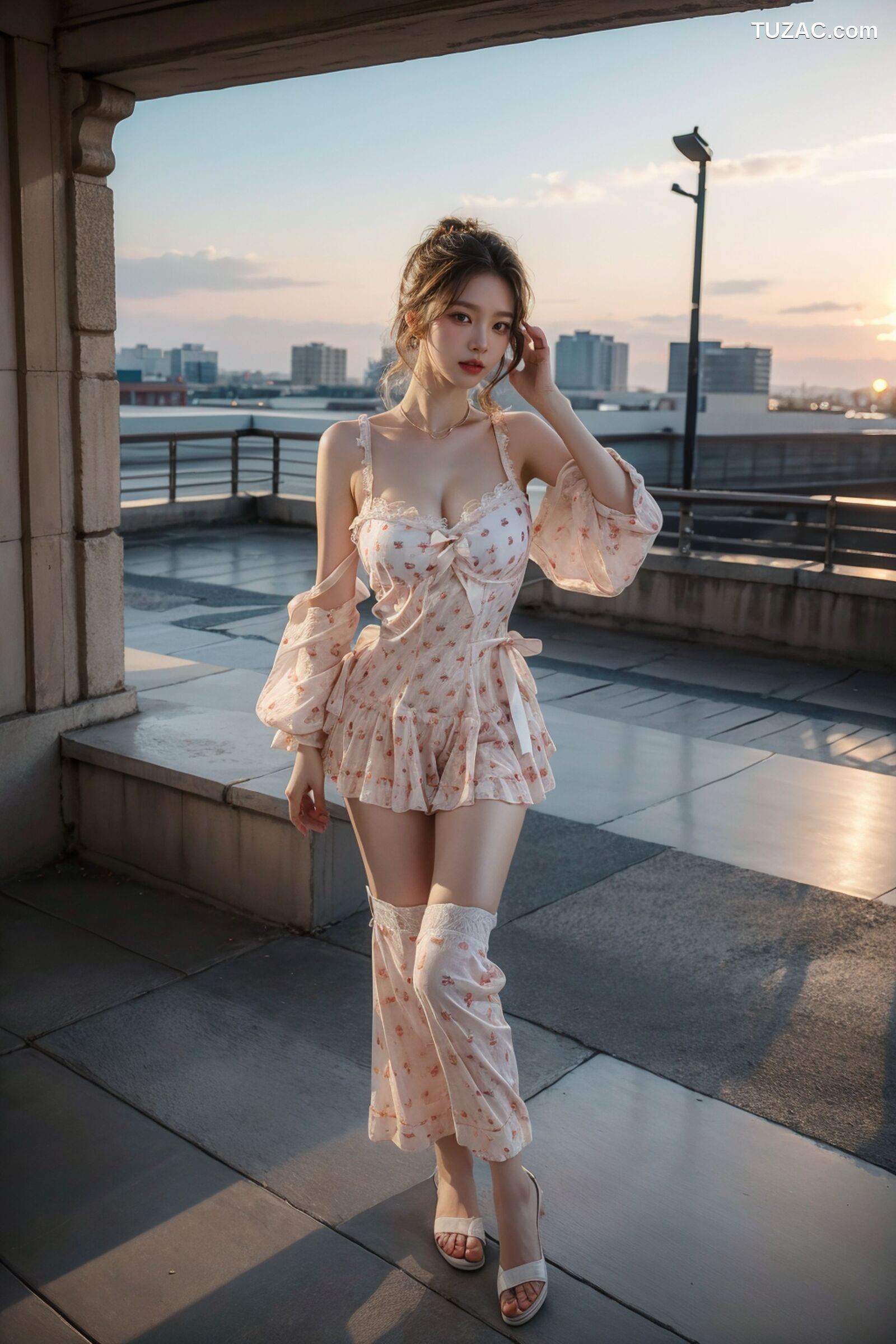 AI美女-拟实-白色红点睡衣短裙-18禁