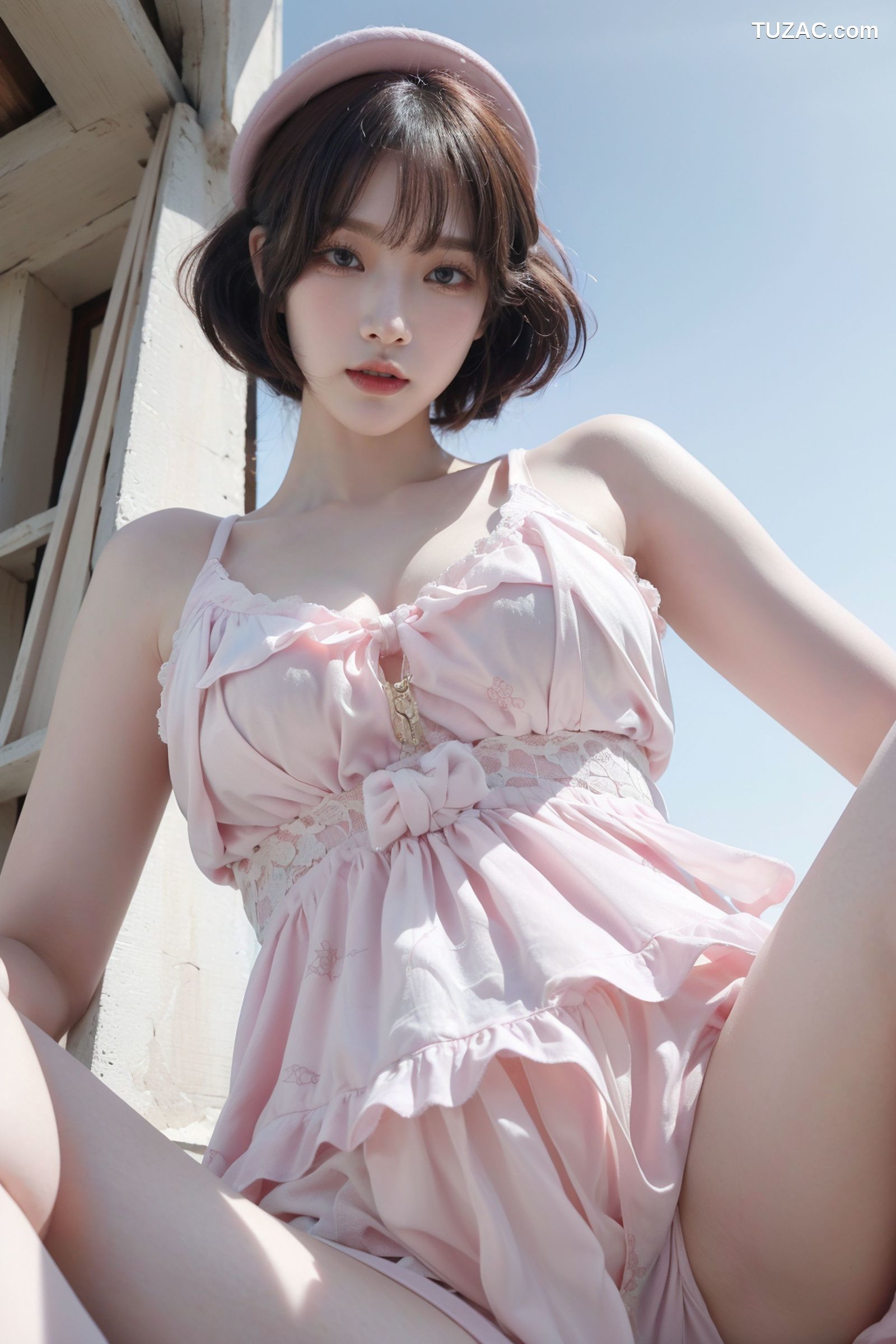 AI美女-拟实-粉白色情趣服-18禁