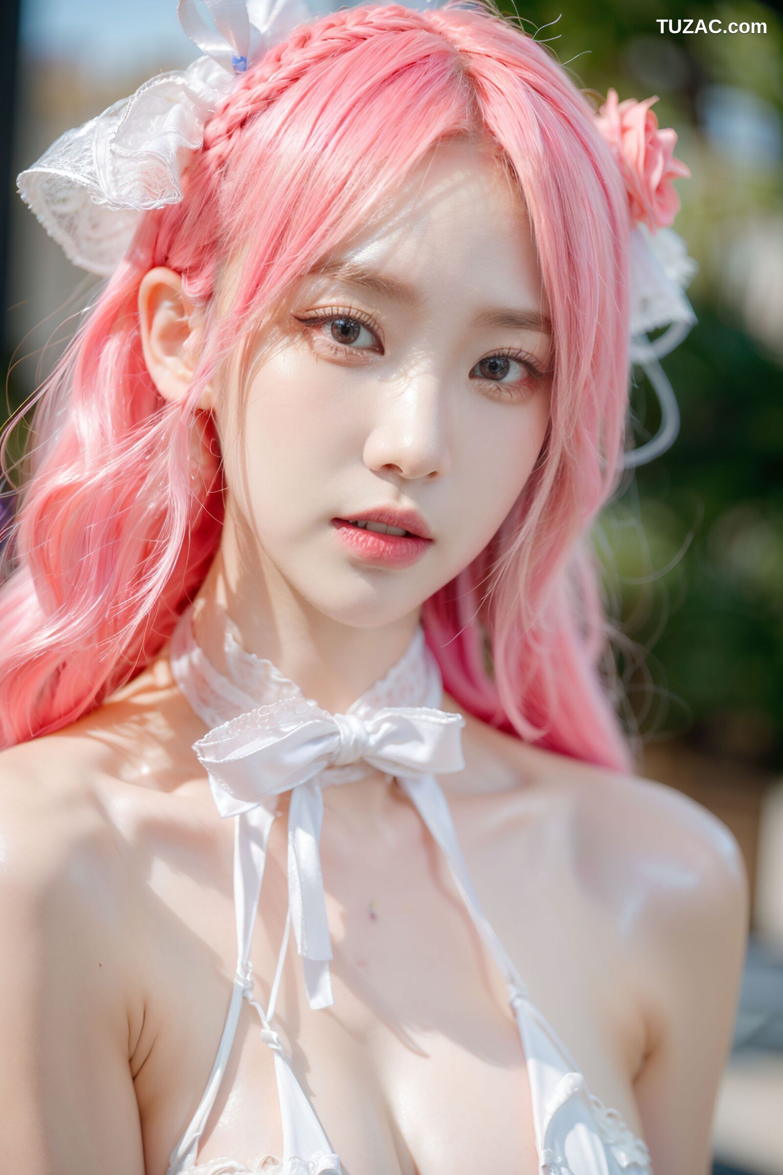 AI美女-拟实-粉红色长发白色蕾丝超小内衣-18禁