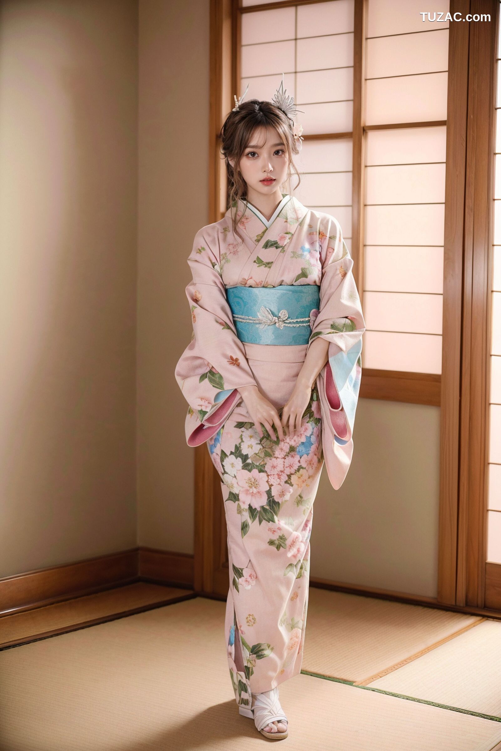 AI美女-拟实-粉色和服