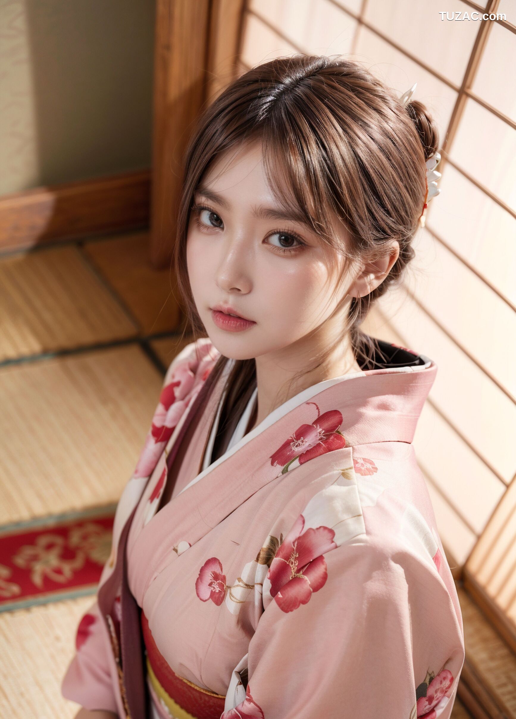 AI美女-拟实-粉色和服