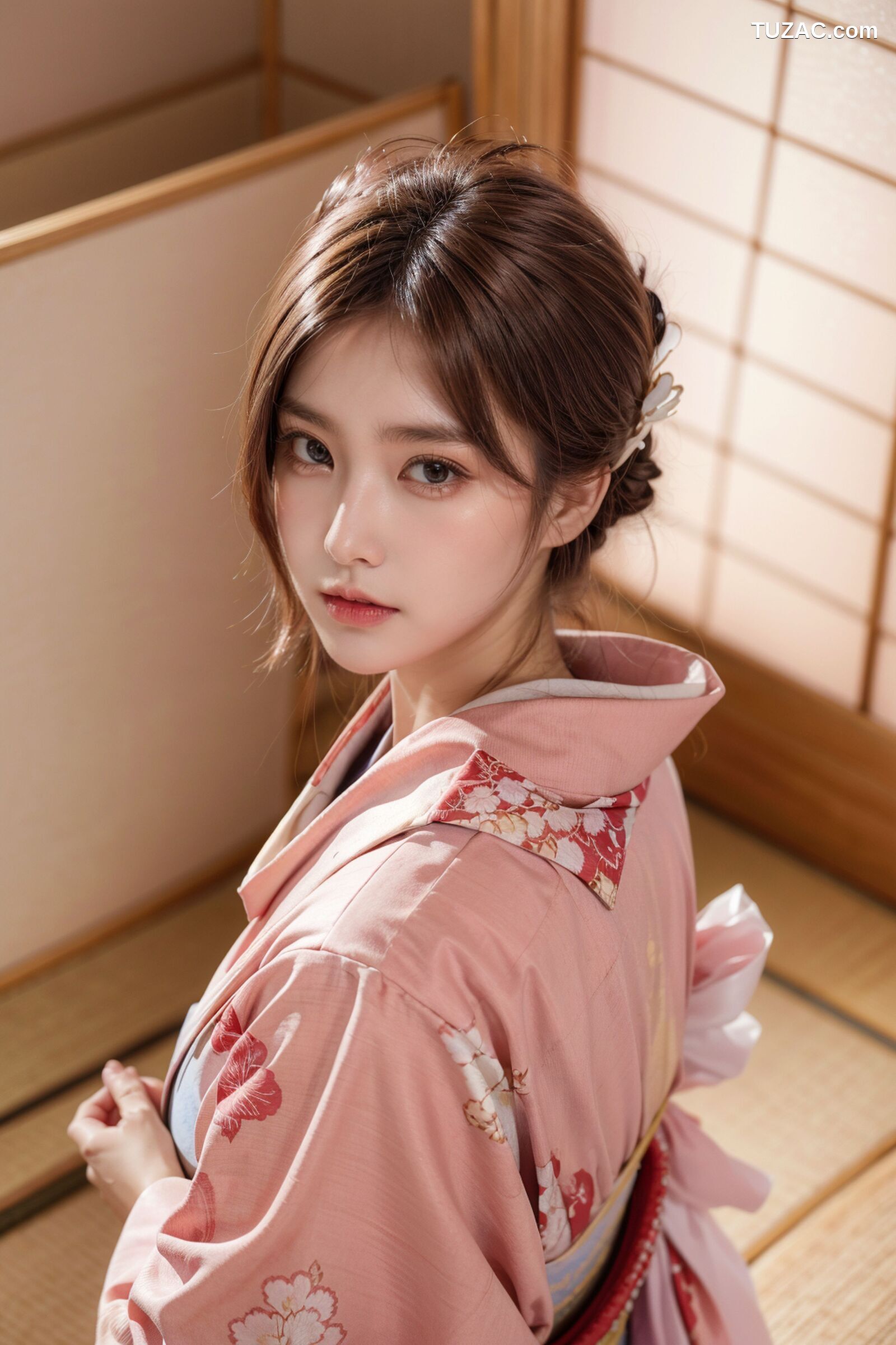 AI美女-拟实-粉色和服