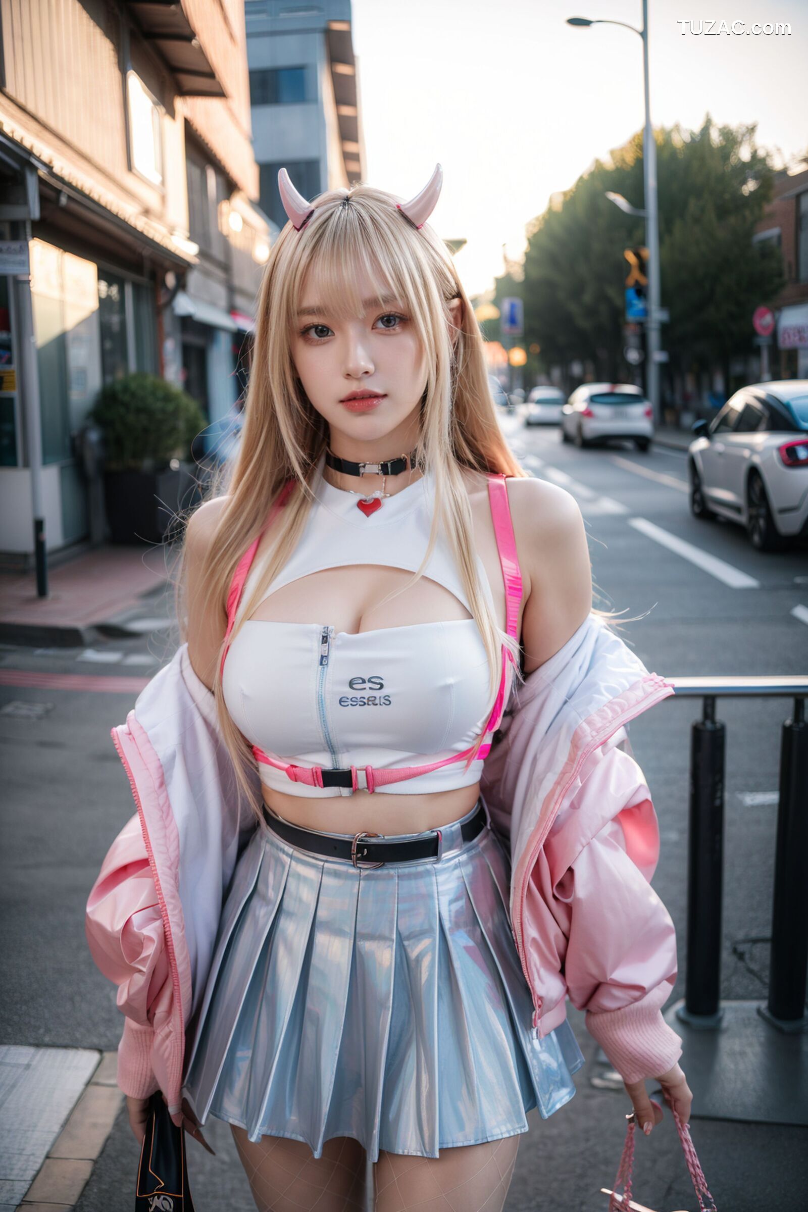 AI美女-拟实-粉衣银色短裙小恶魔-纯净版