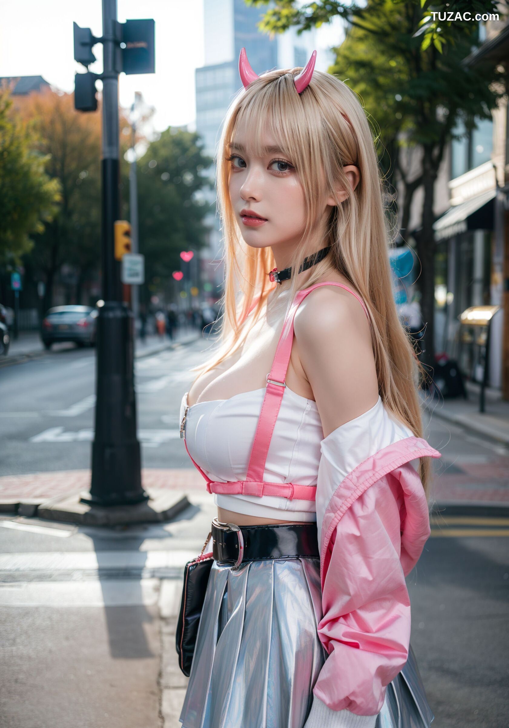 AI美女-拟实-粉衣银色短裙小恶魔-纯净版