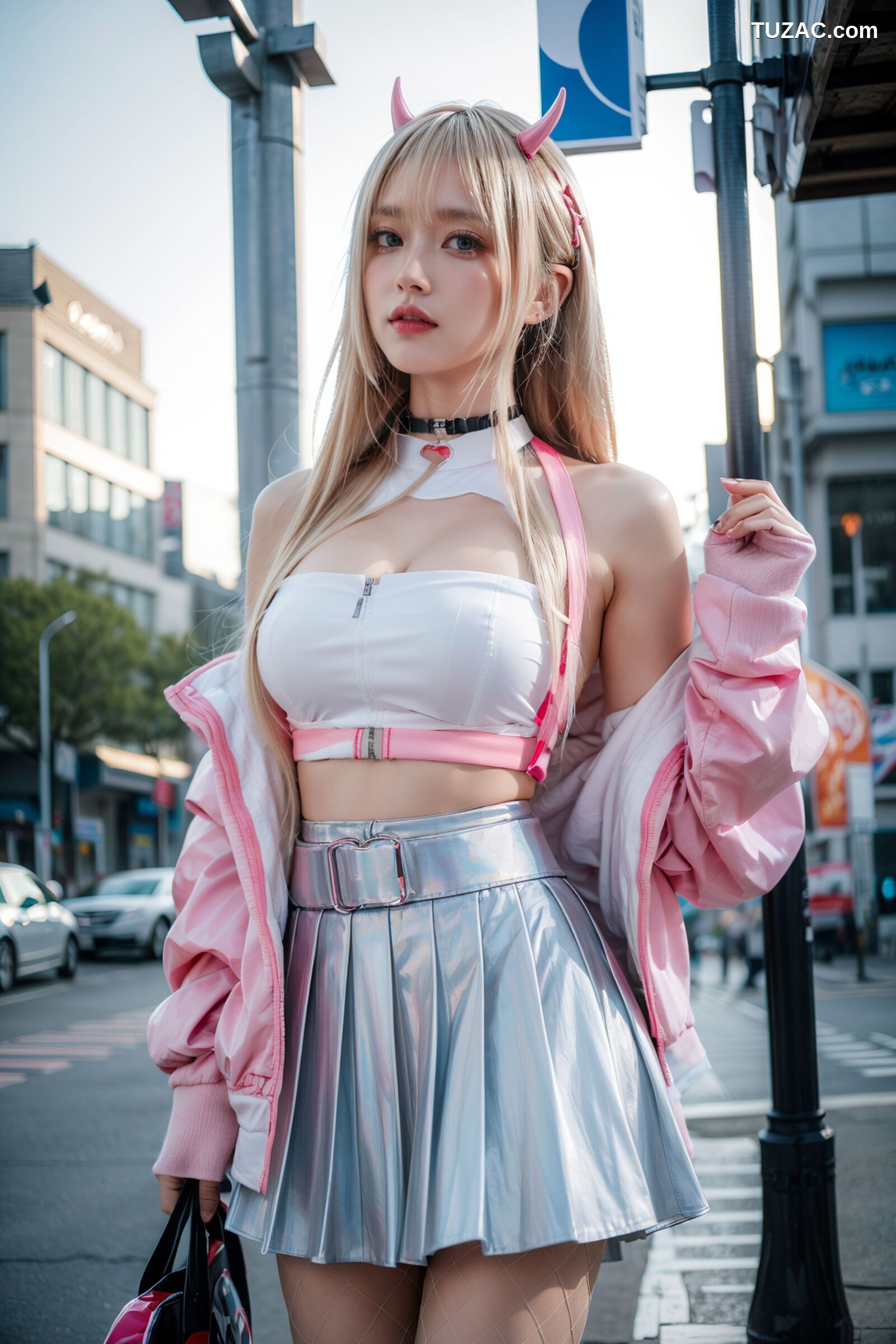 AI美女-拟实-粉衣银色短裙小恶魔-纯净版