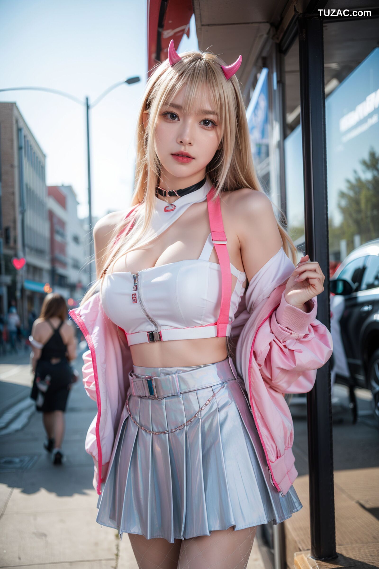 AI美女-拟实-粉衣银色短裙小恶魔-纯净版