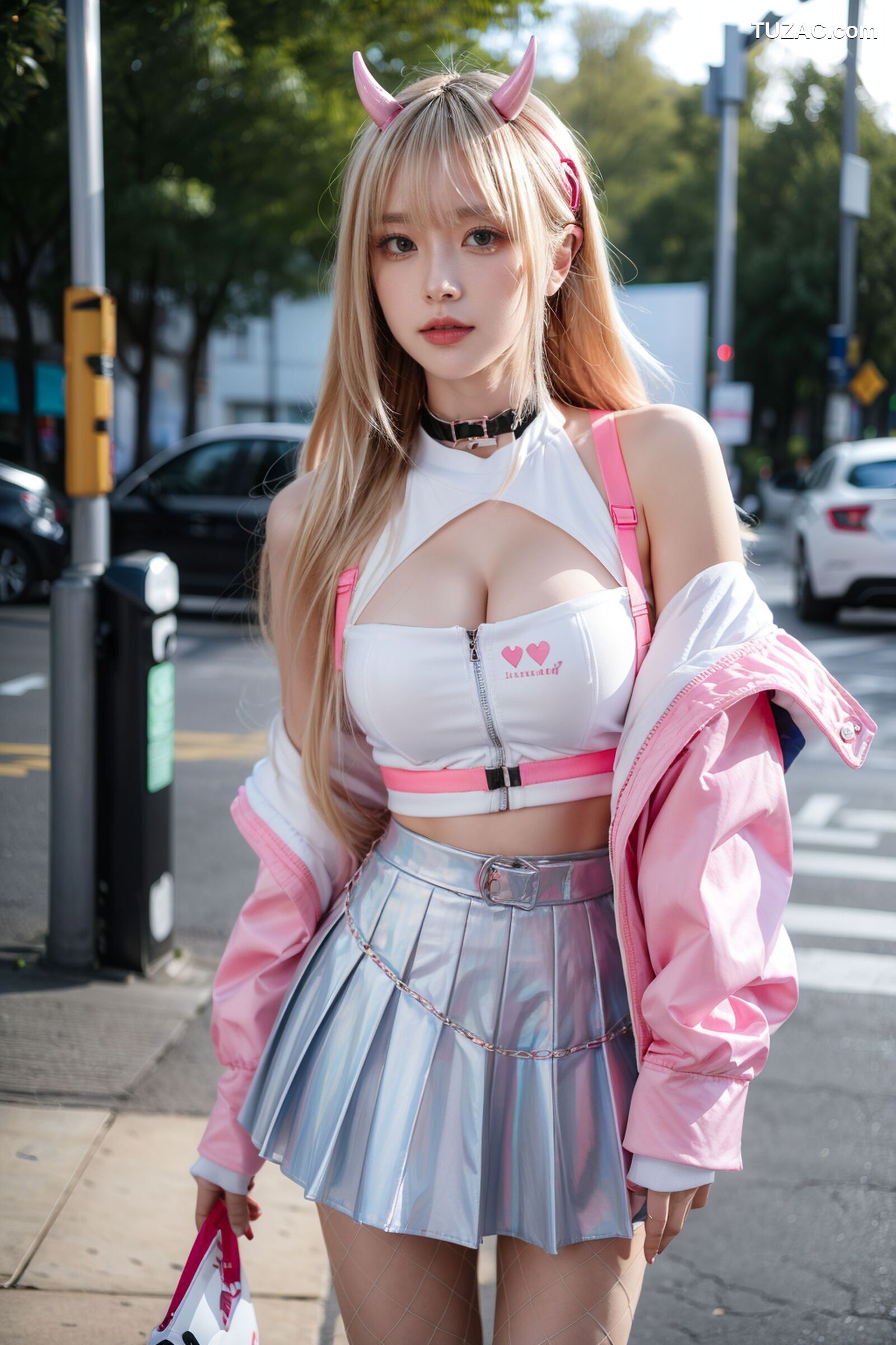 AI美女-拟实-粉衣银色短裙小恶魔-纯净版