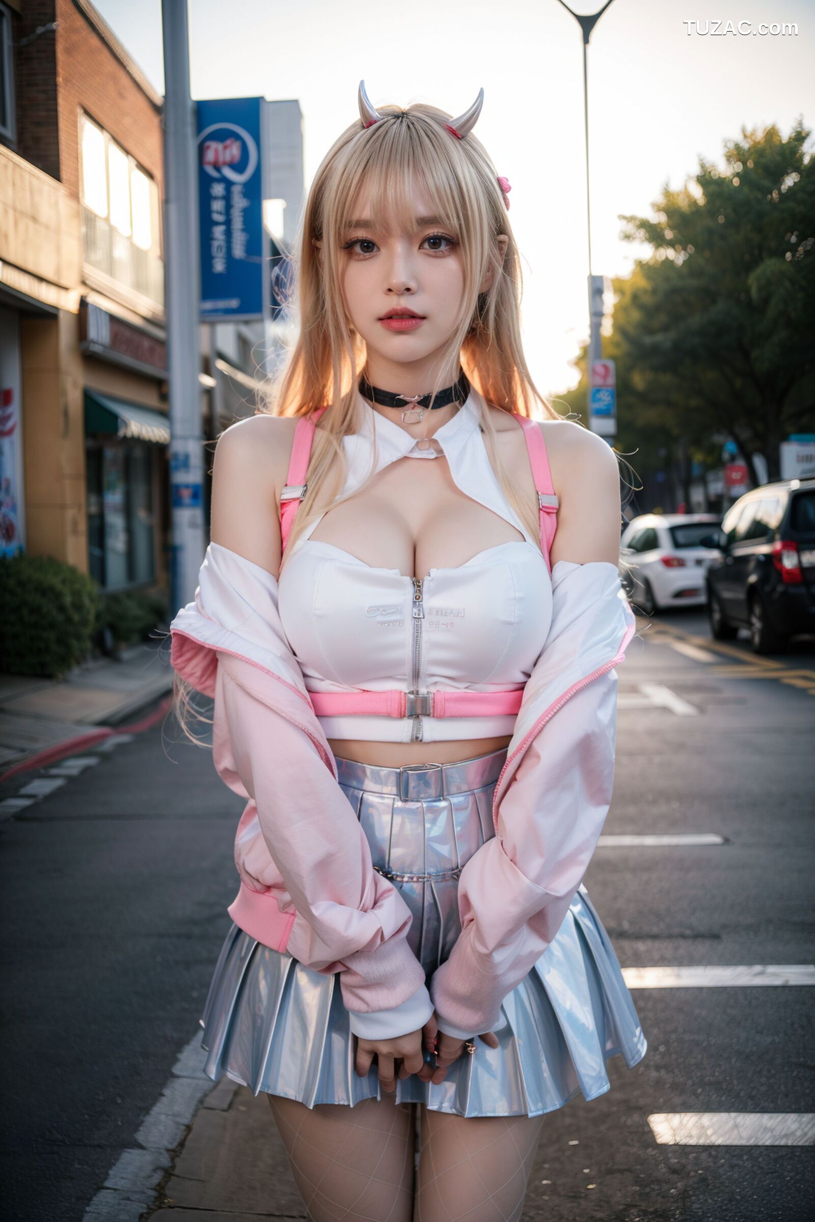 AI美女-拟实-粉衣银色短裙小恶魔-纯净版