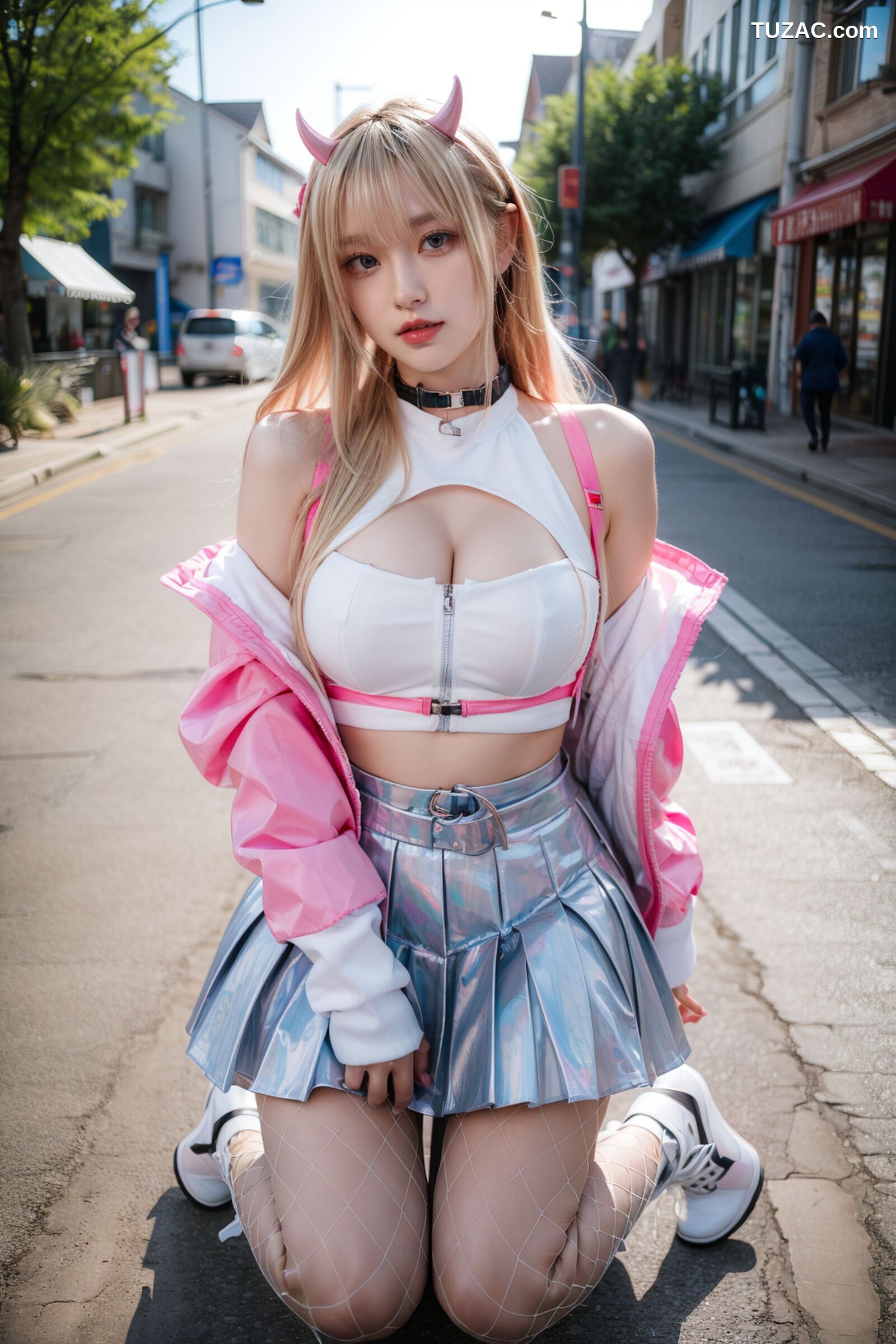 AI美女-拟实-粉衣银色短裙小恶魔-纯净版