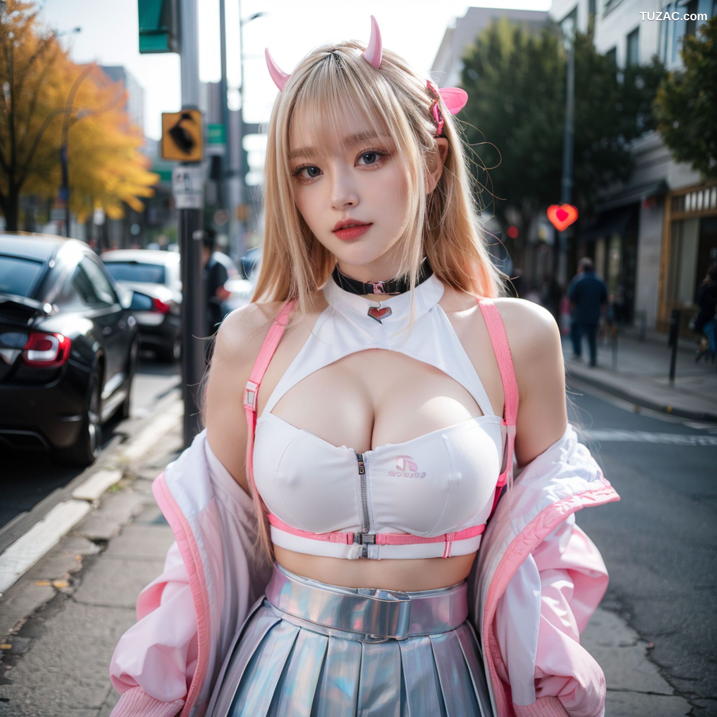 AI美女-拟实-粉衣银色短裙小恶魔-纯净版