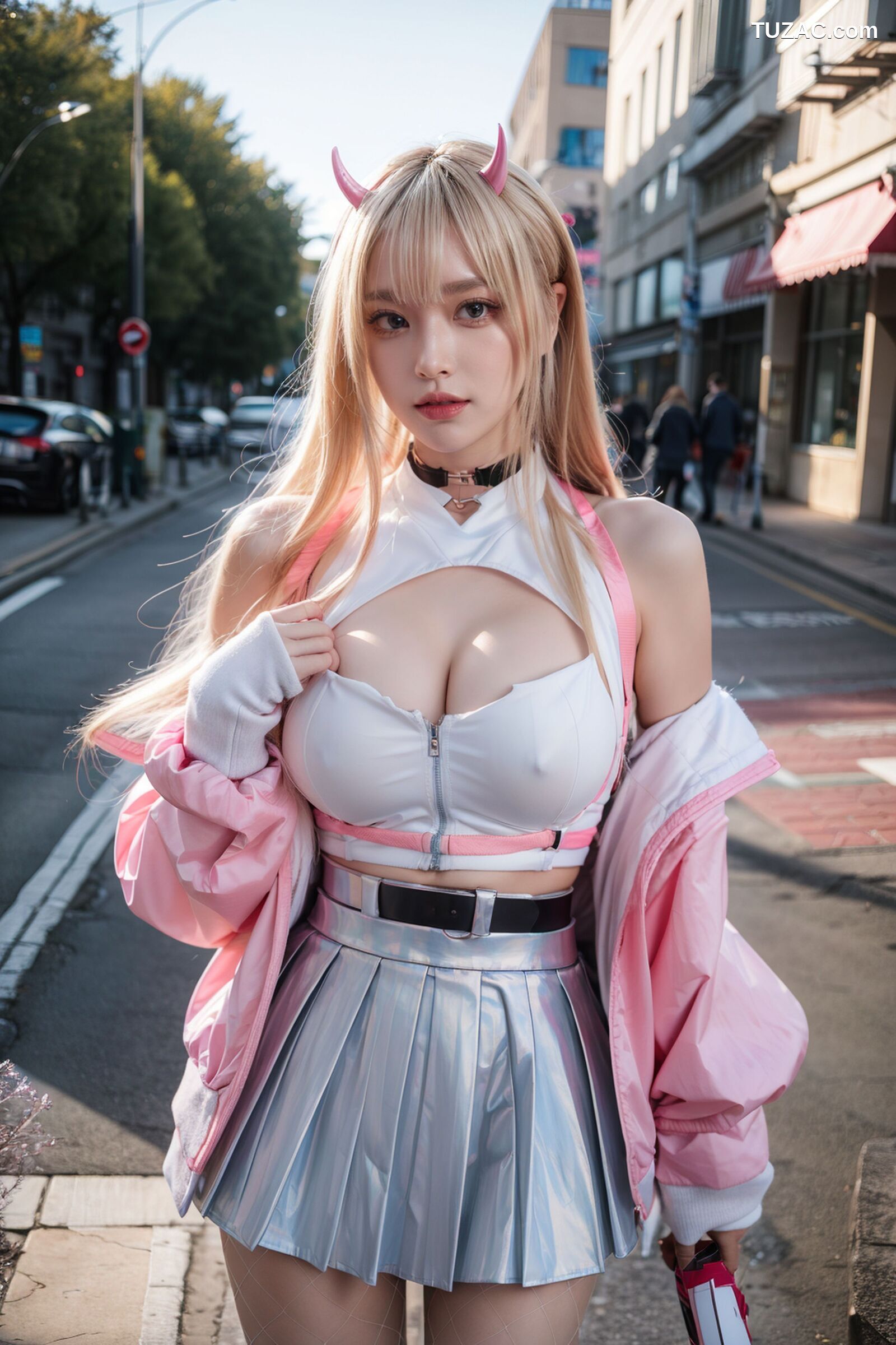 AI美女-拟实-粉衣银色短裙小恶魔-纯净版