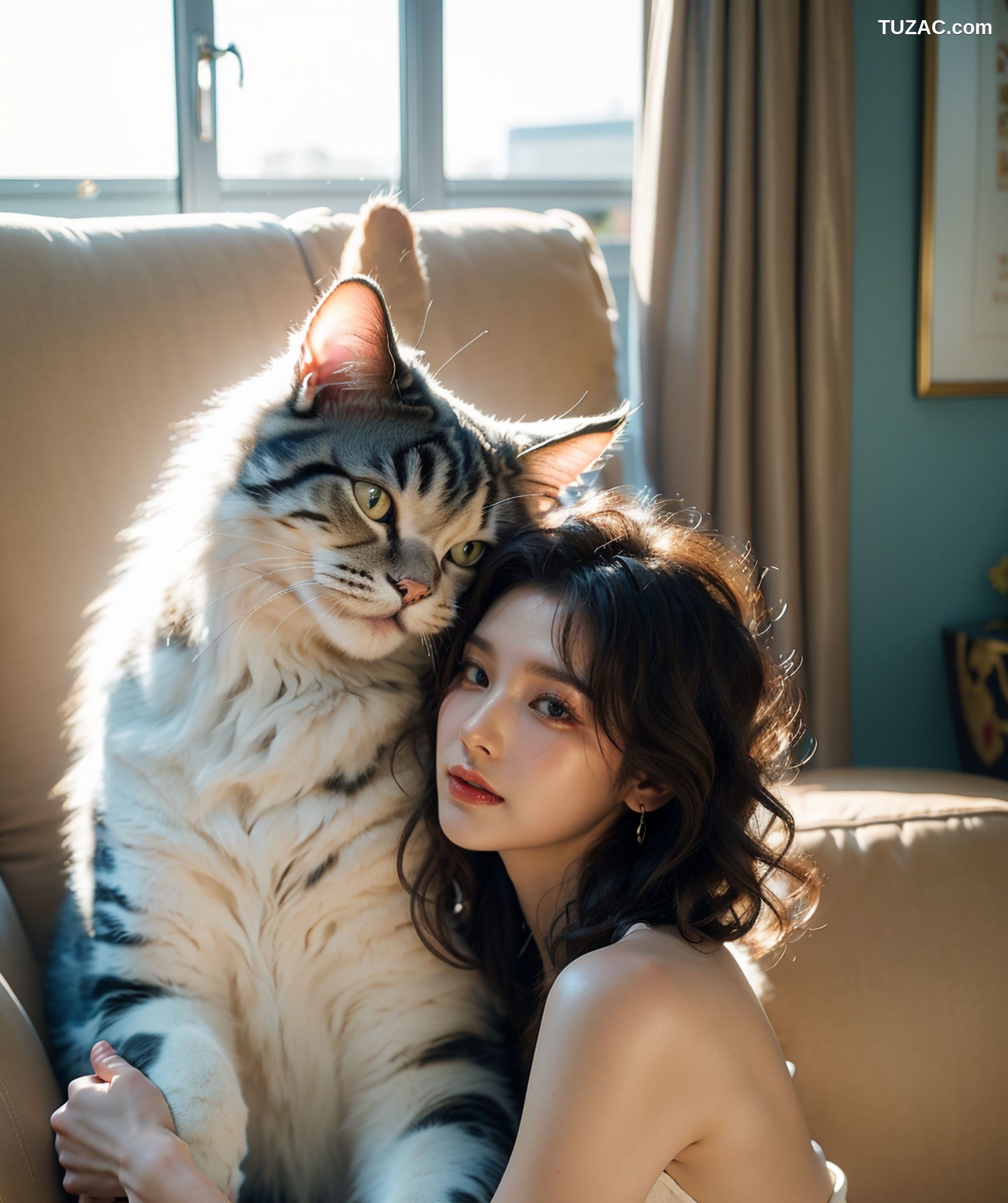 AI美女-拟实-肥猫宠物的美女