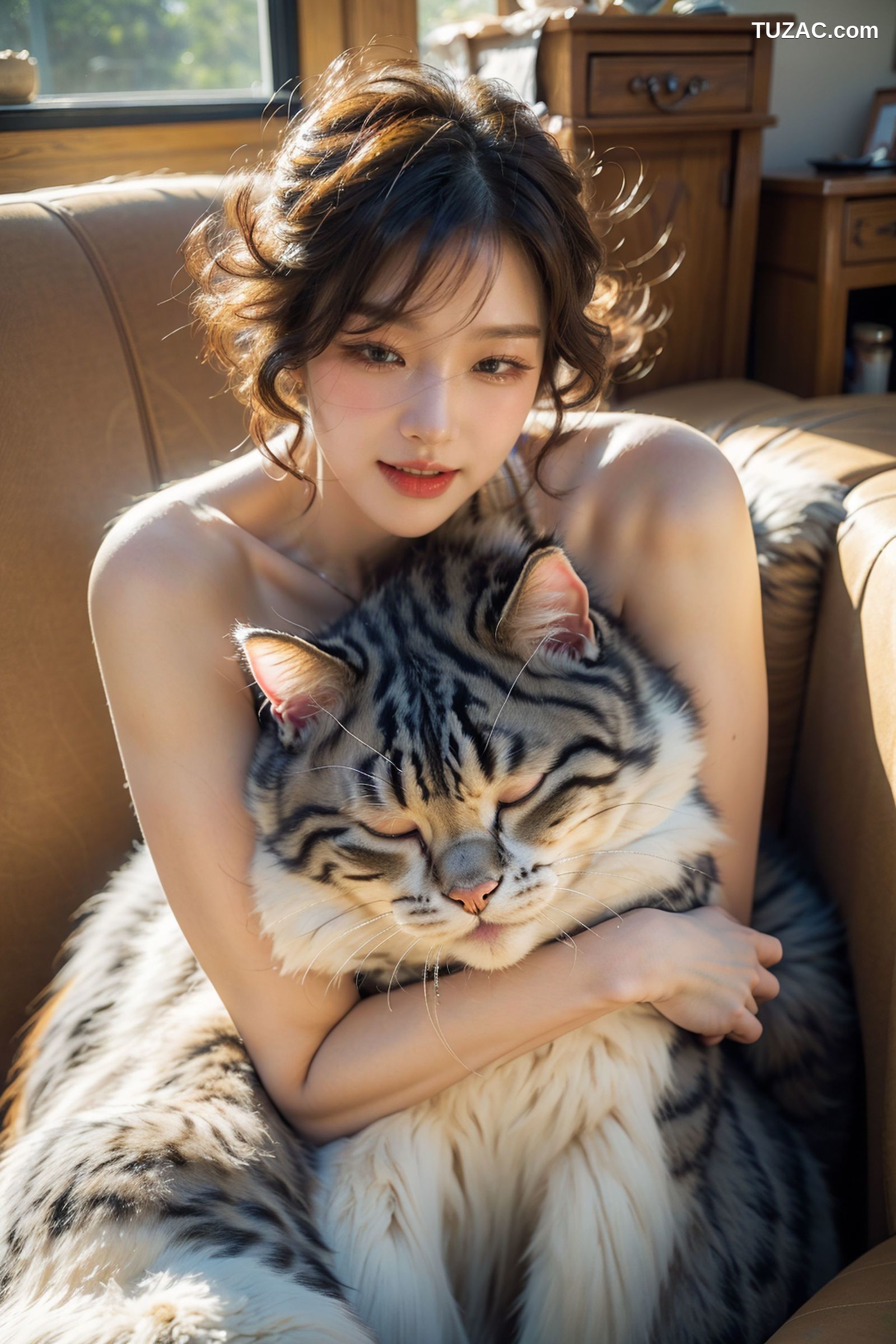 AI美女-拟实-肥猫宠物的美女