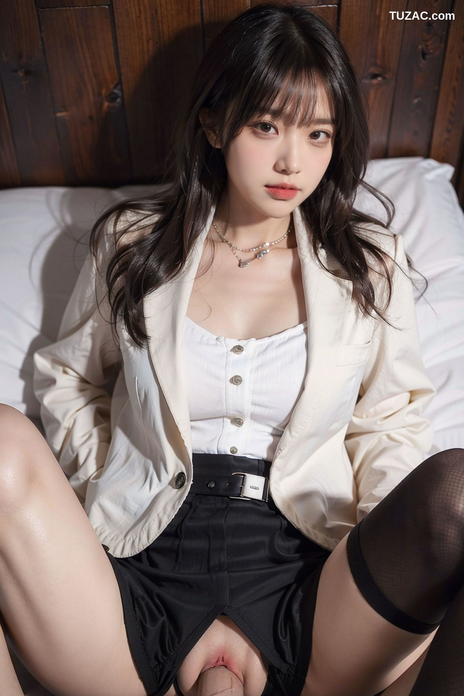 AI美女-拟实-车模-白衣黑裙