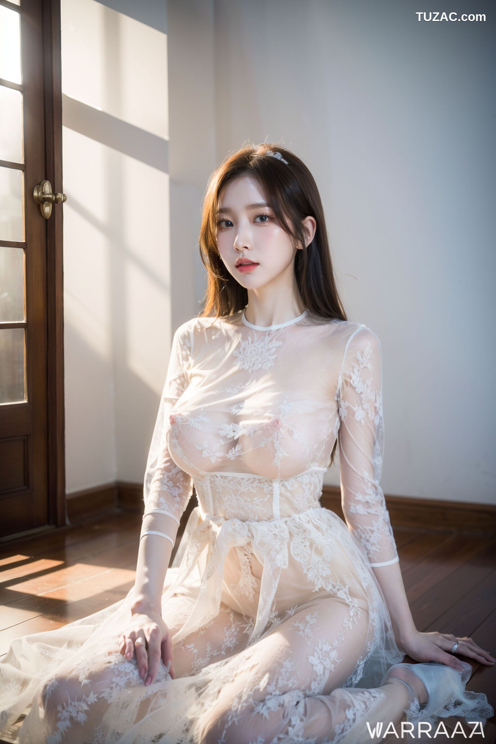 AI美女-拟实-透视白纱长裙