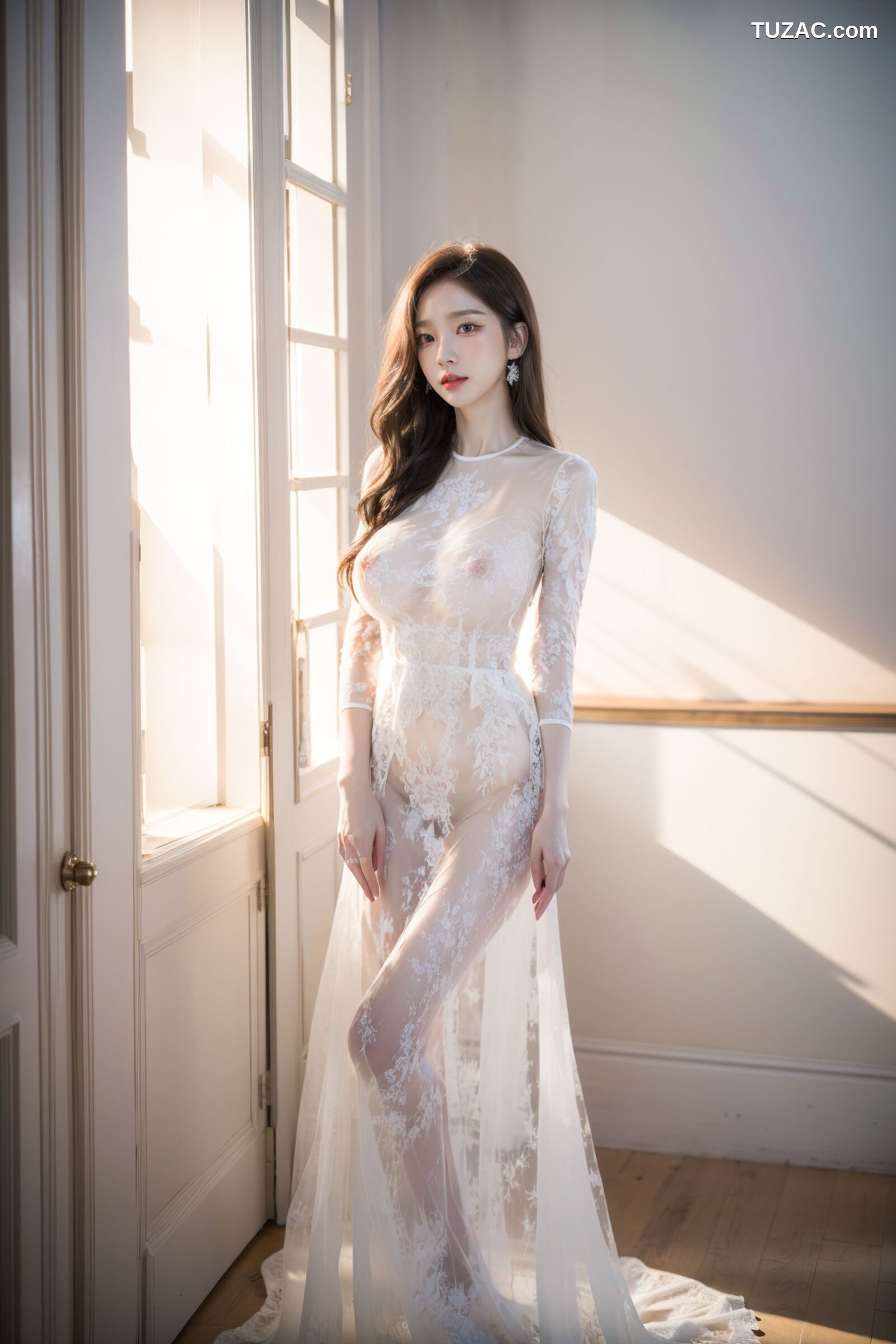 AI美女-拟实-透视白纱长裙
