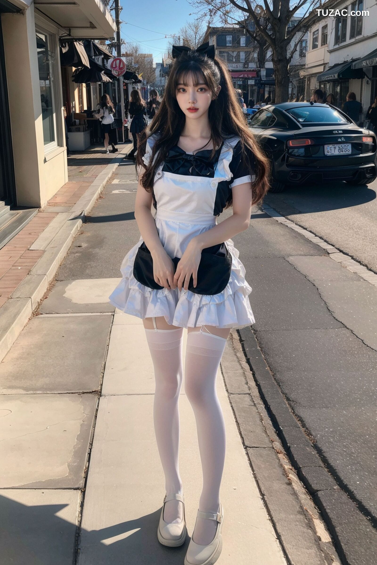 AI美女-拟实-黑白女仆裙街拍-18禁
