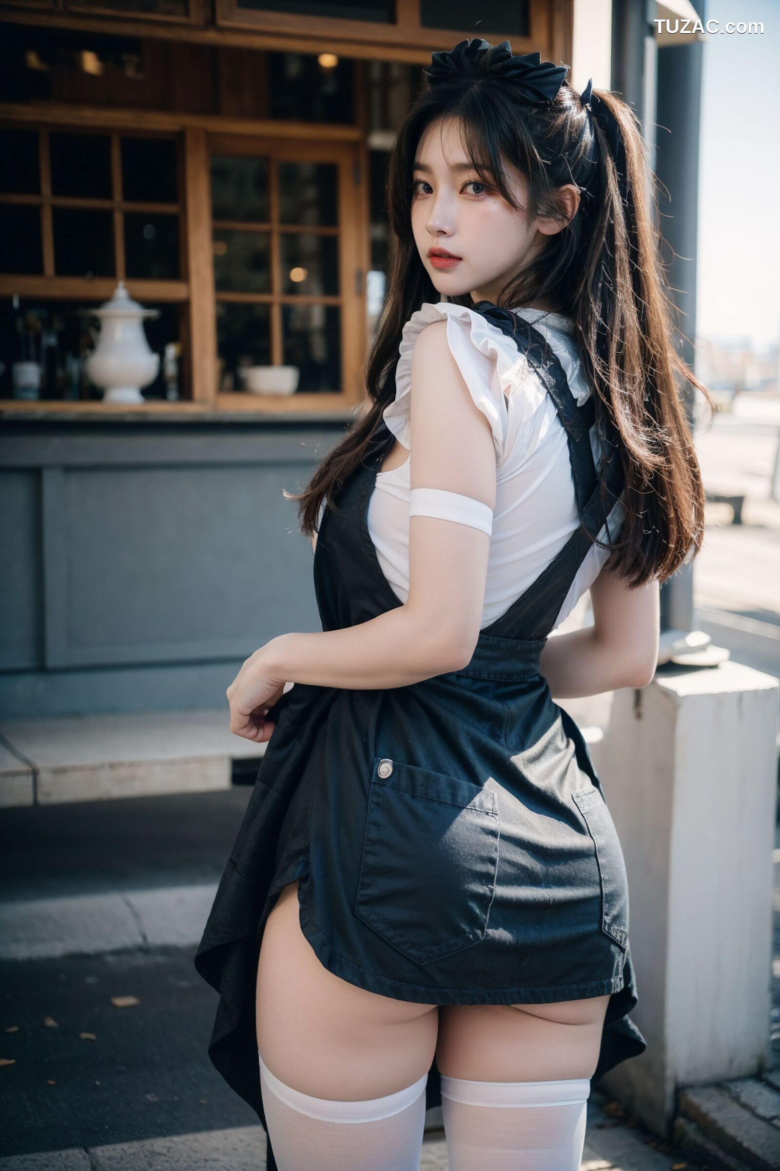 AI美女-拟实-黑白女仆裙街拍-18禁
