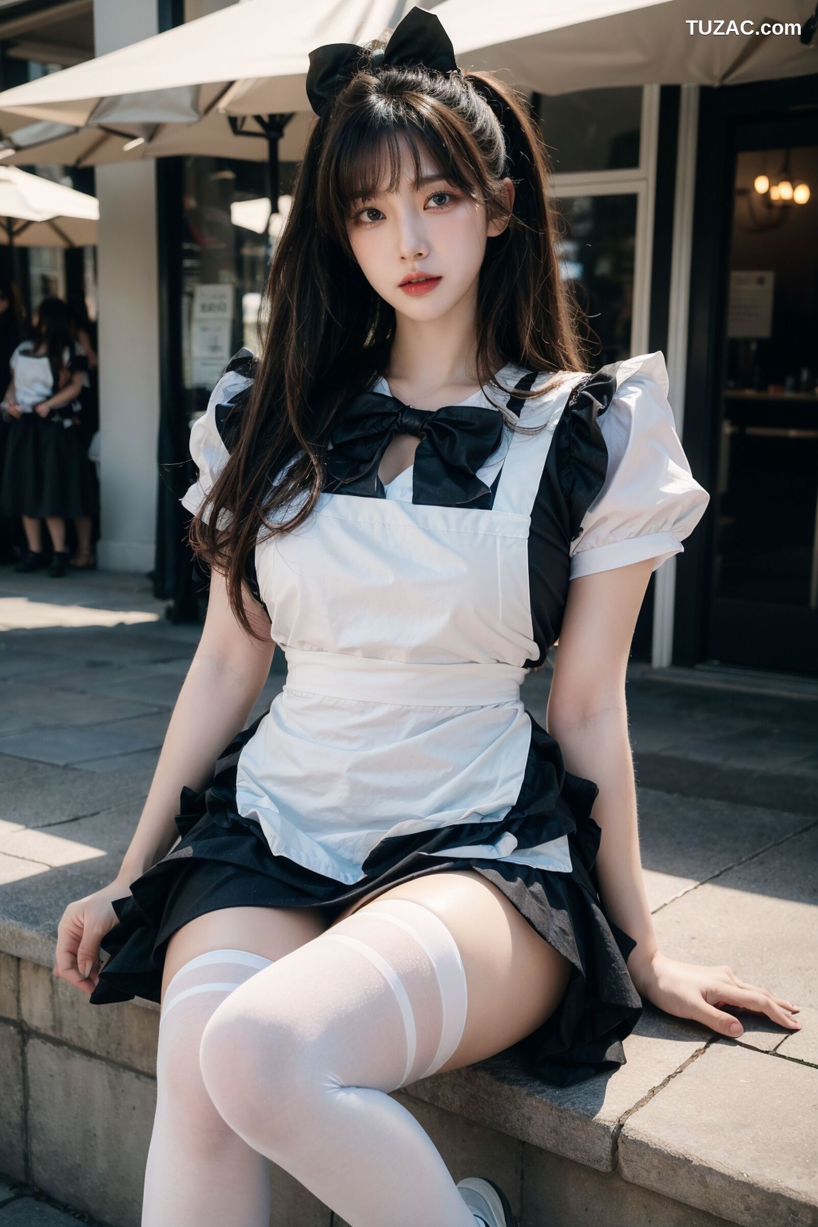 AI美女-拟实-黑白女仆裙街拍-18禁