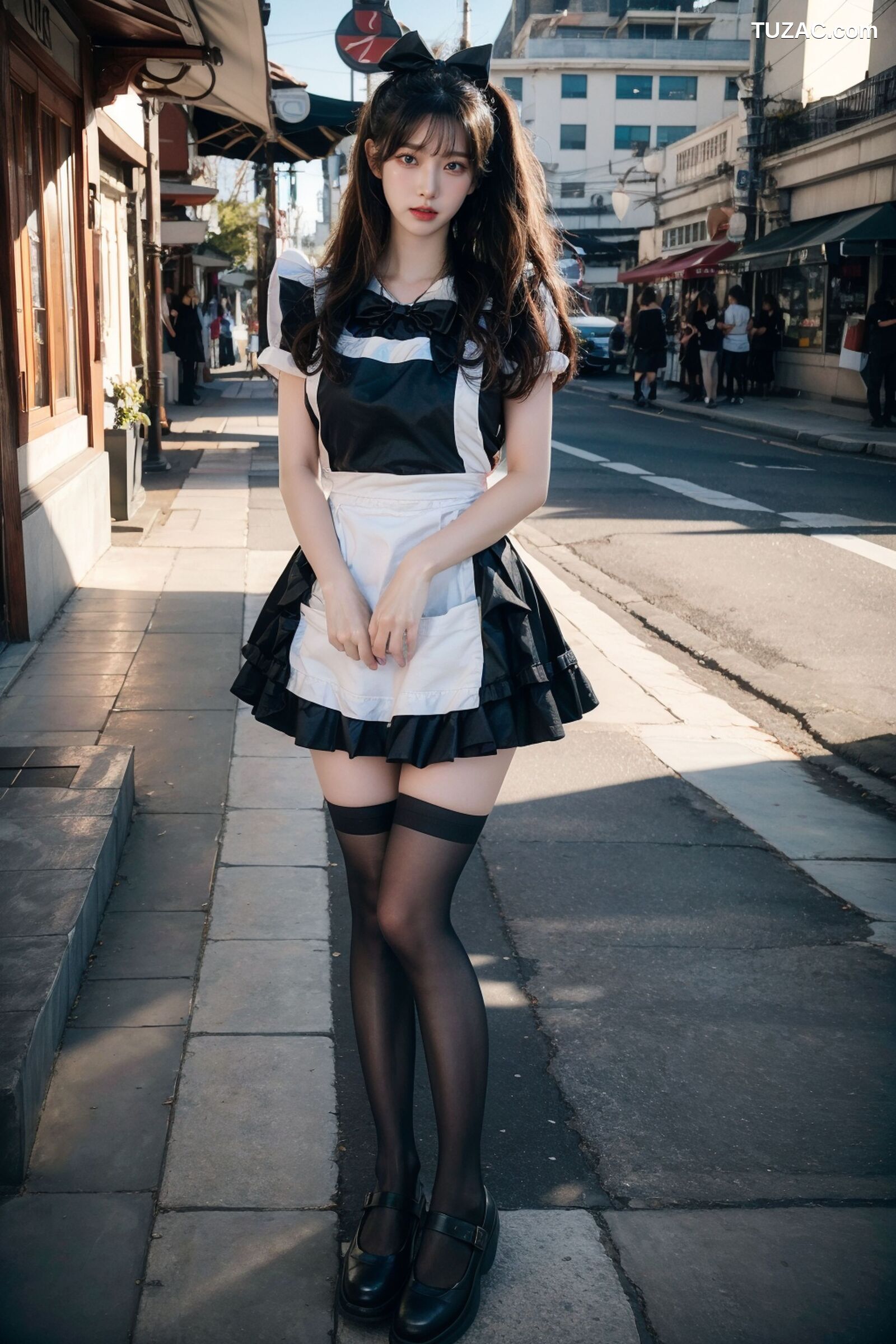 AI美女-拟实-黑白女仆裙街拍-18禁