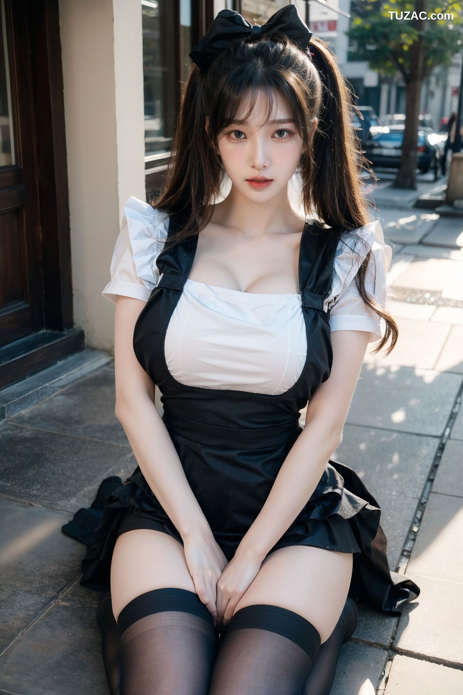 AI美女-拟实-黑白女仆裙街拍-18禁