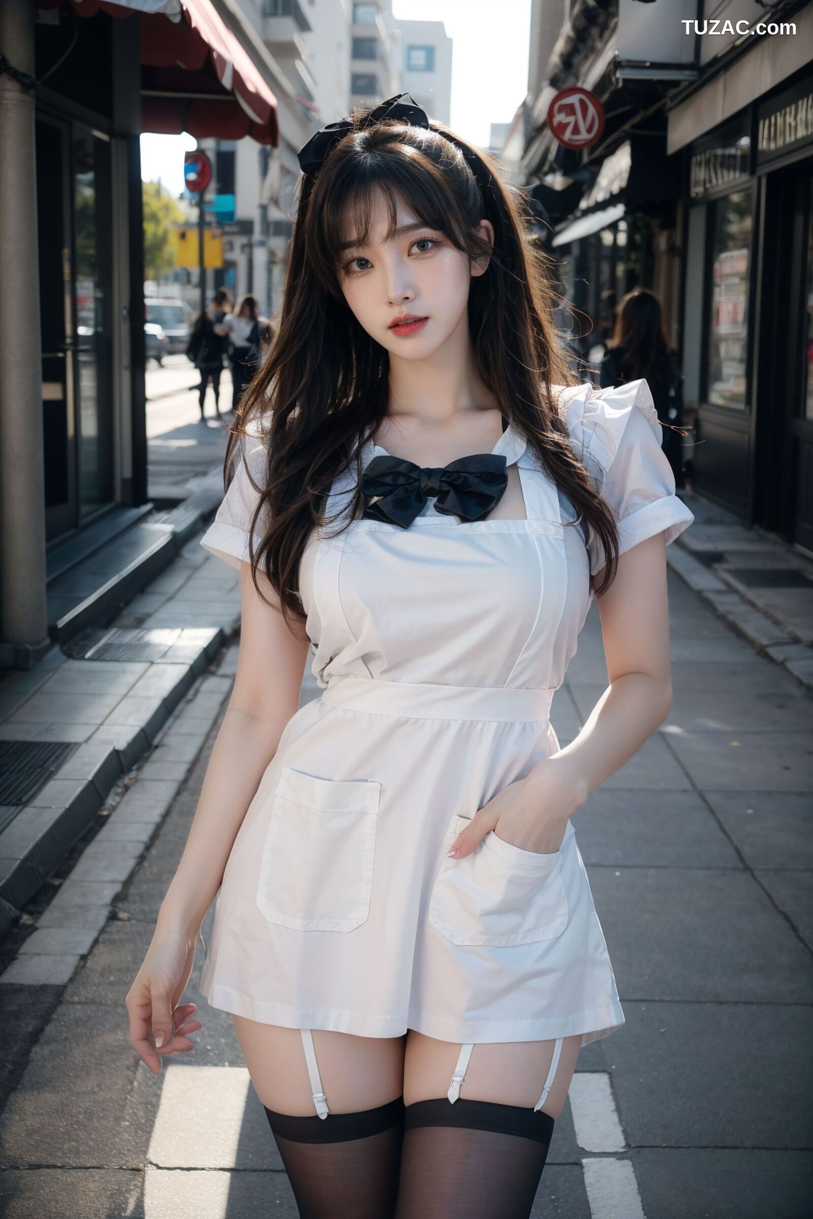 AI美女-拟实-黑白女仆裙街拍-18禁