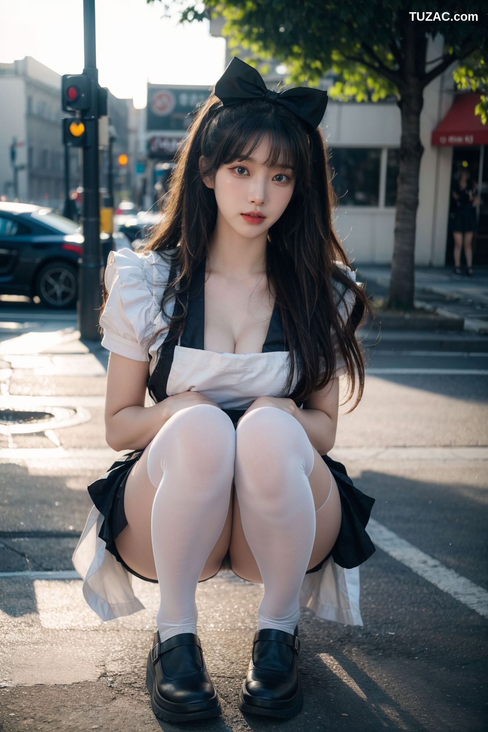 AI美女-拟实-黑白女仆裙街拍-18禁