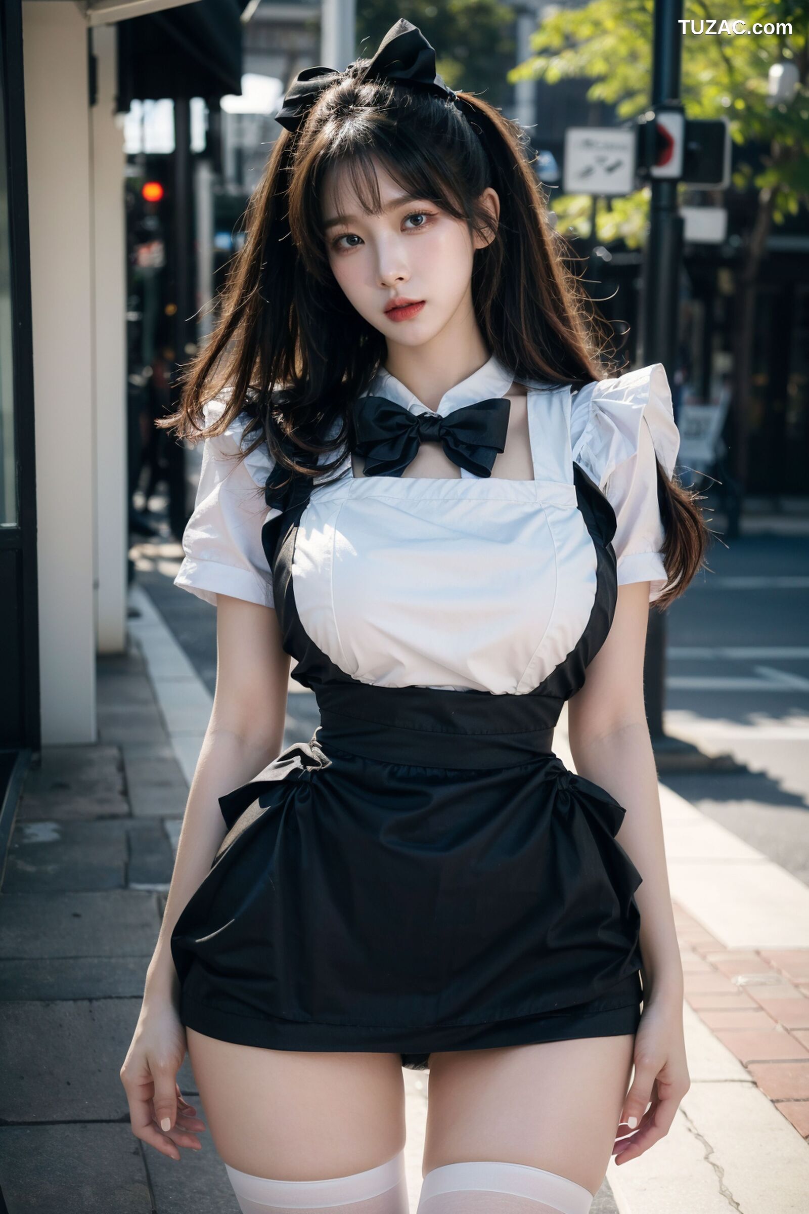 AI美女-拟实-黑白女仆裙街拍-18禁