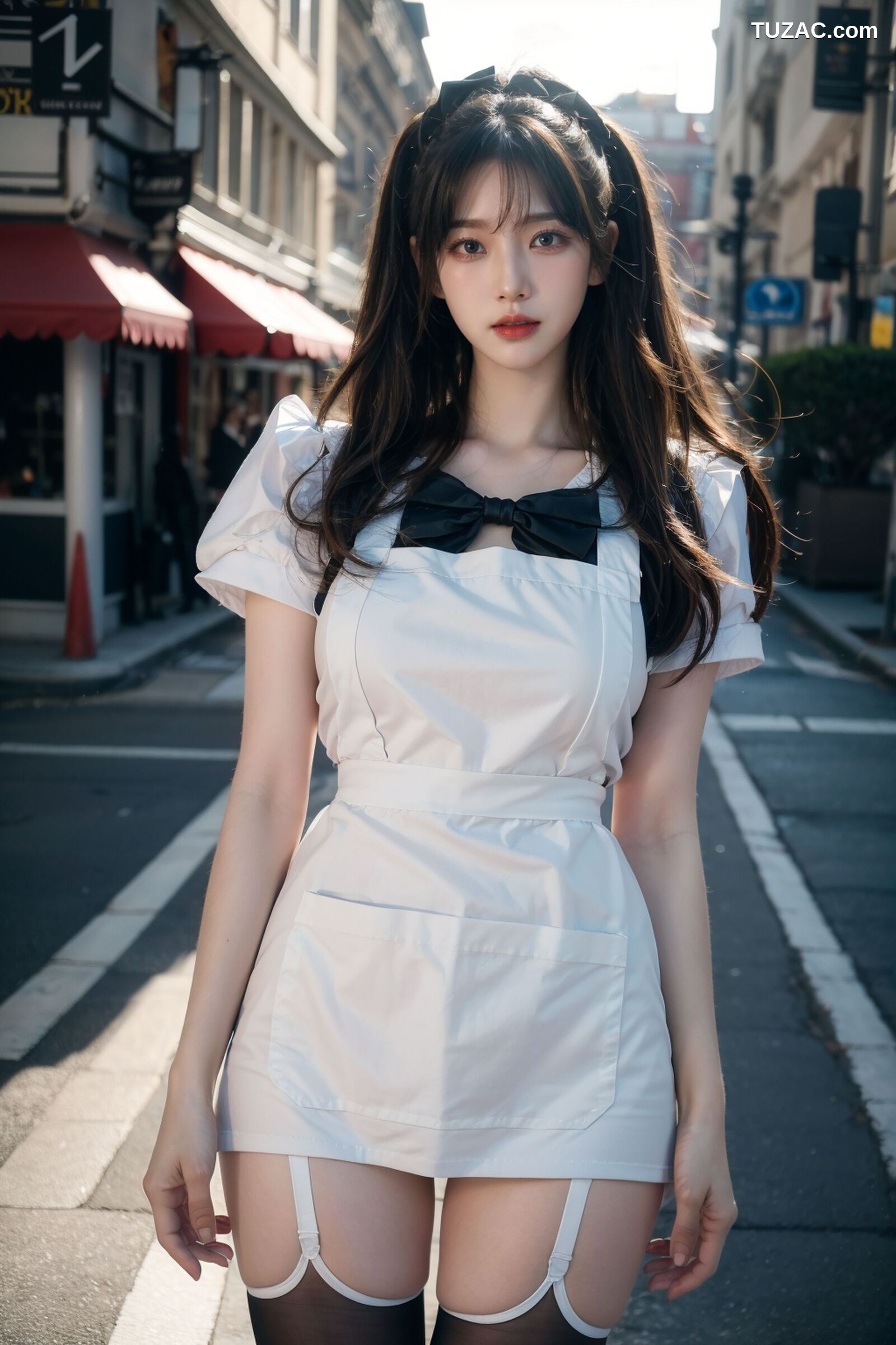 AI美女-拟实-黑白女仆裙街拍-18禁