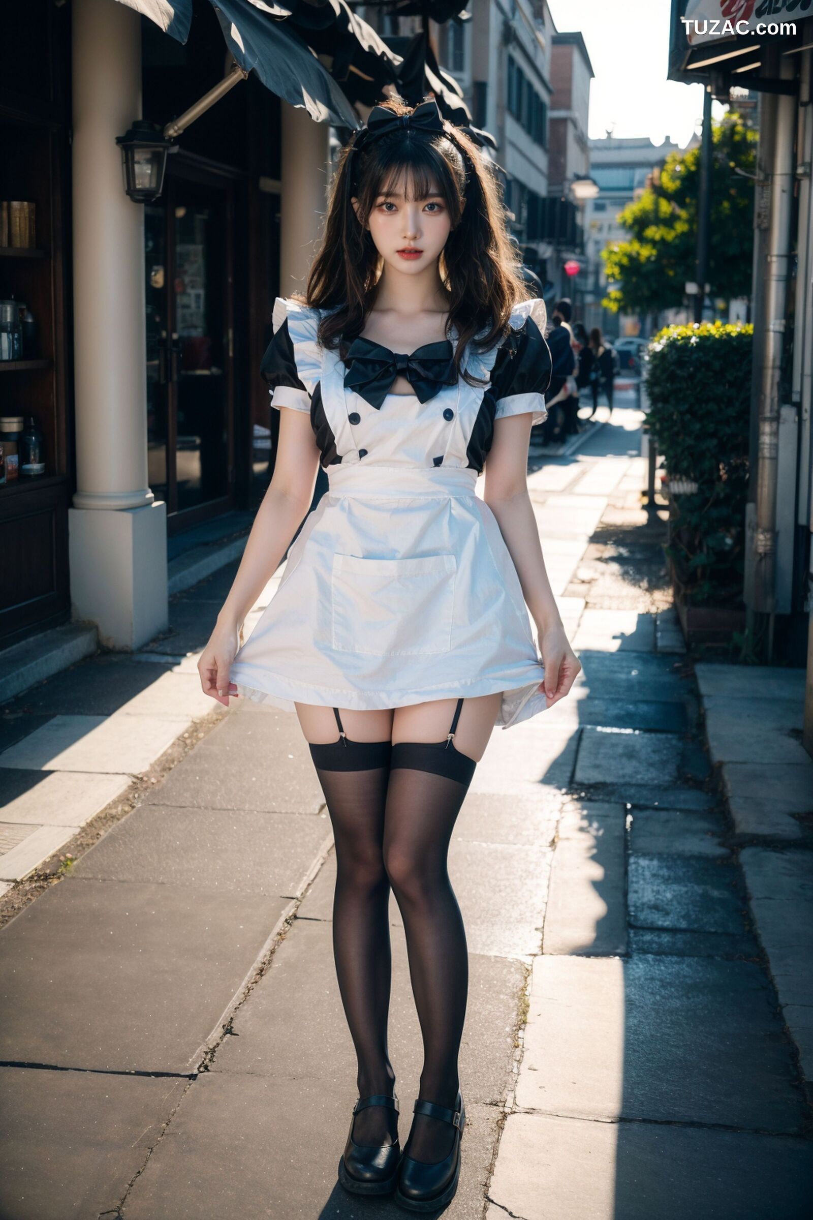 AI美女-拟实-黑白女仆裙街拍-18禁