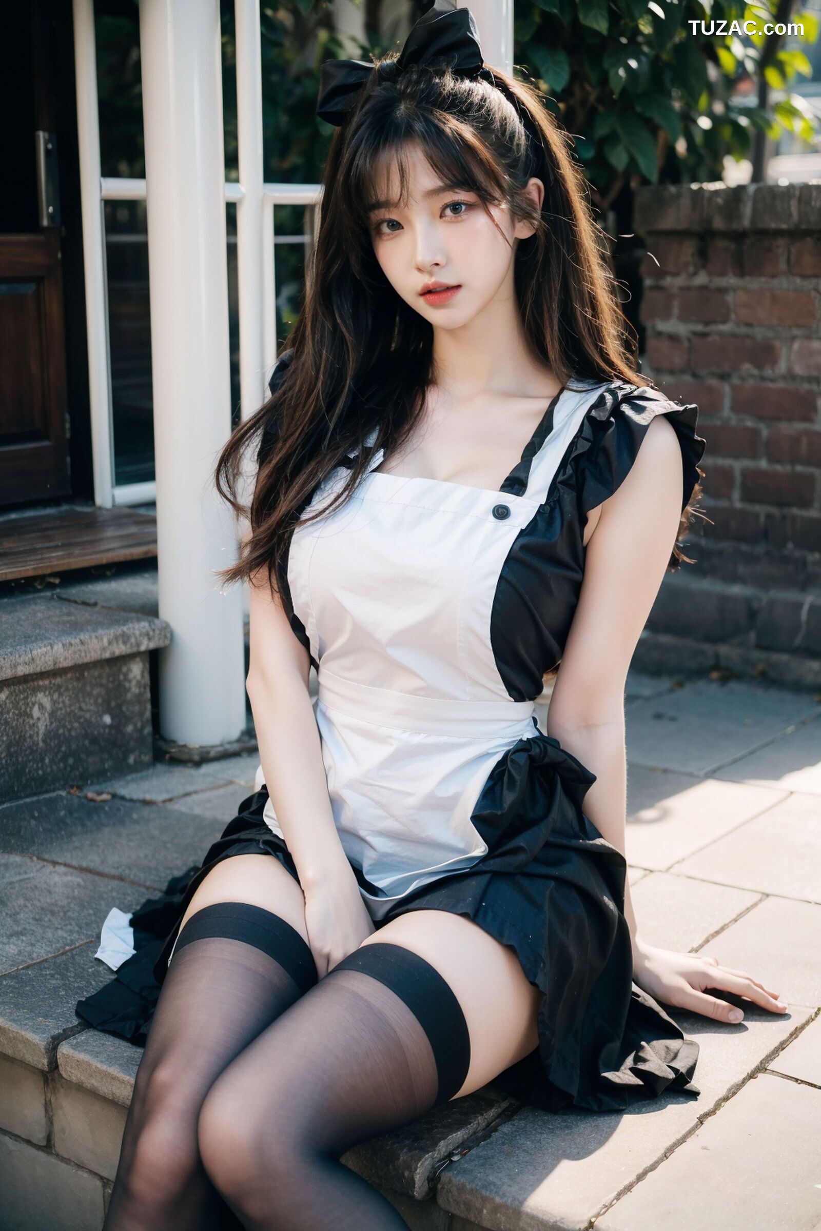 AI美女-拟实-黑白女仆裙街拍-18禁