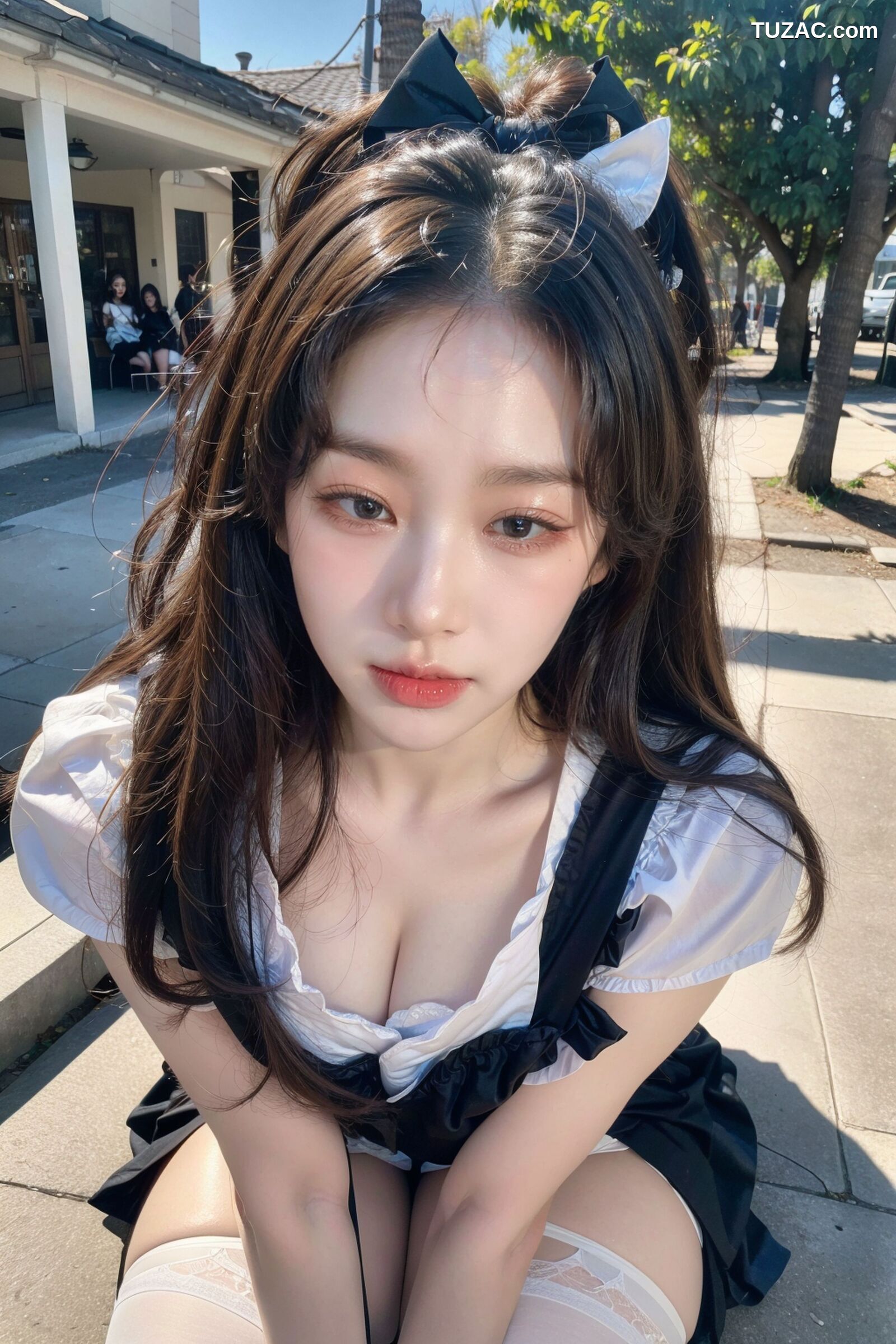 AI美女-拟实-黑白女仆裙街拍-18禁