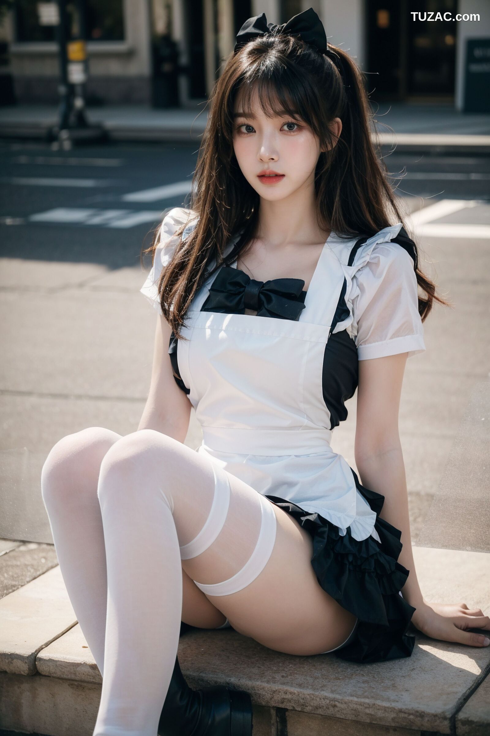 AI美女-拟实-黑白女仆裙街拍-18禁