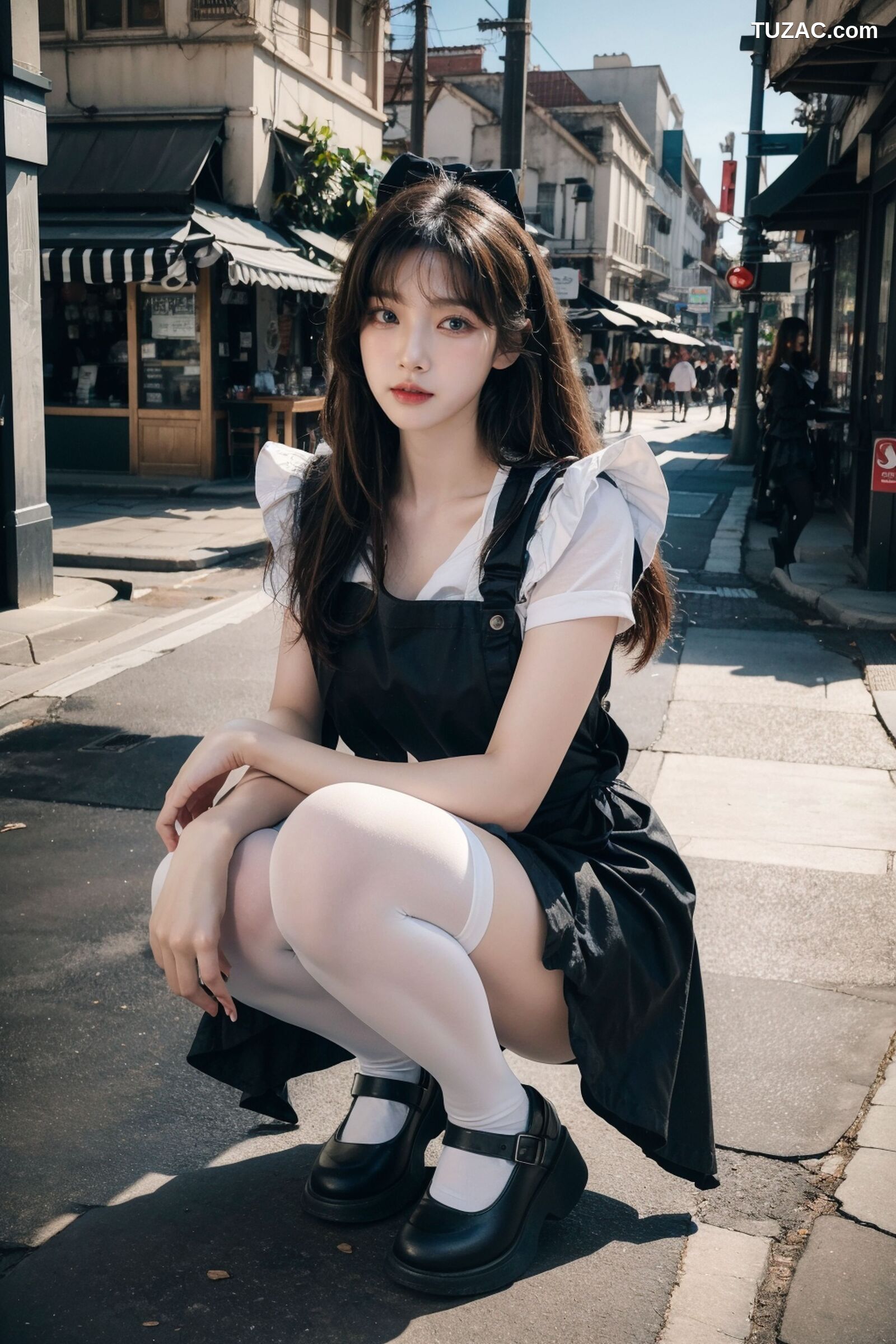 AI美女-拟实-黑白女仆裙街拍-18禁