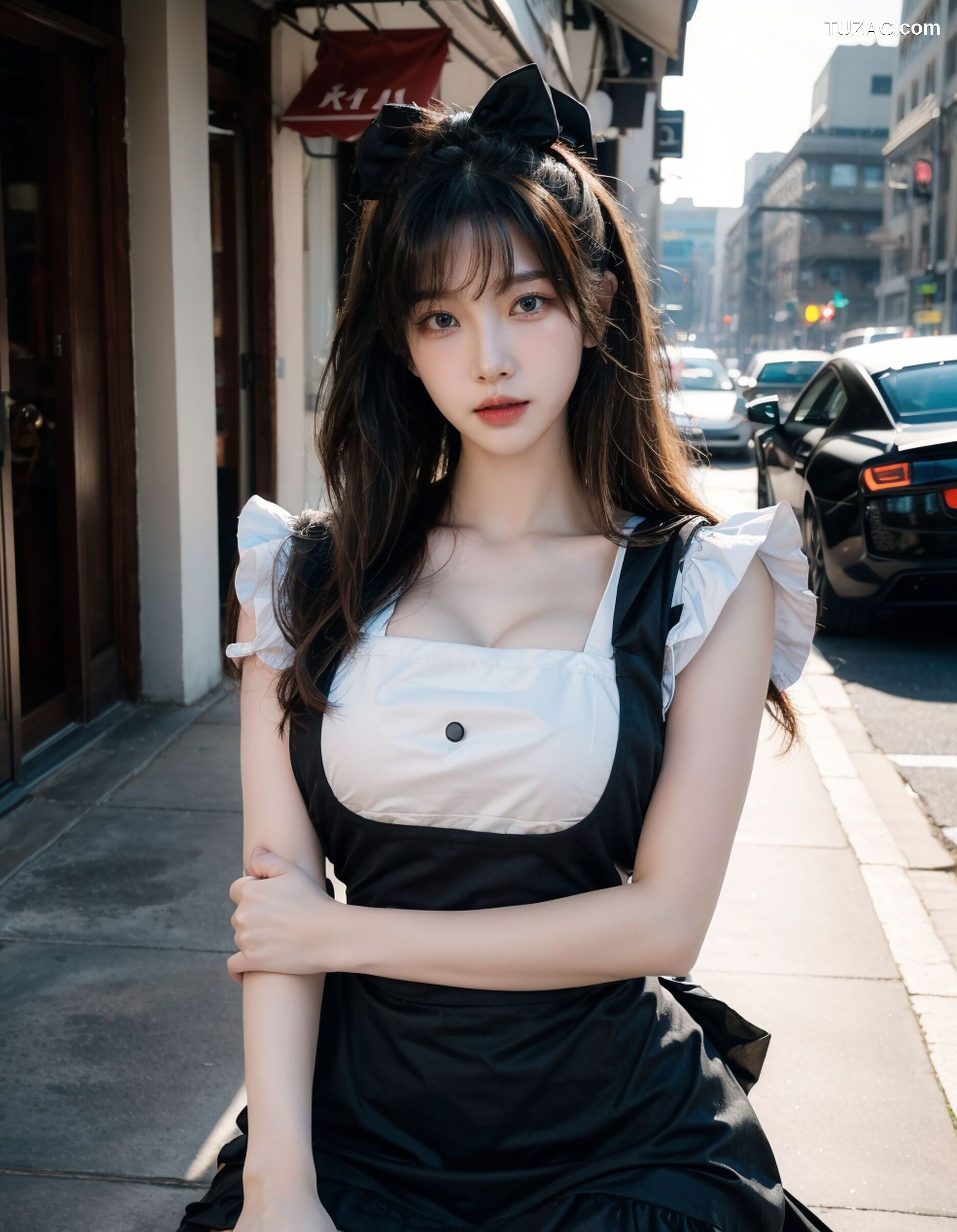 AI美女-拟实-黑白女仆裙街拍-18禁