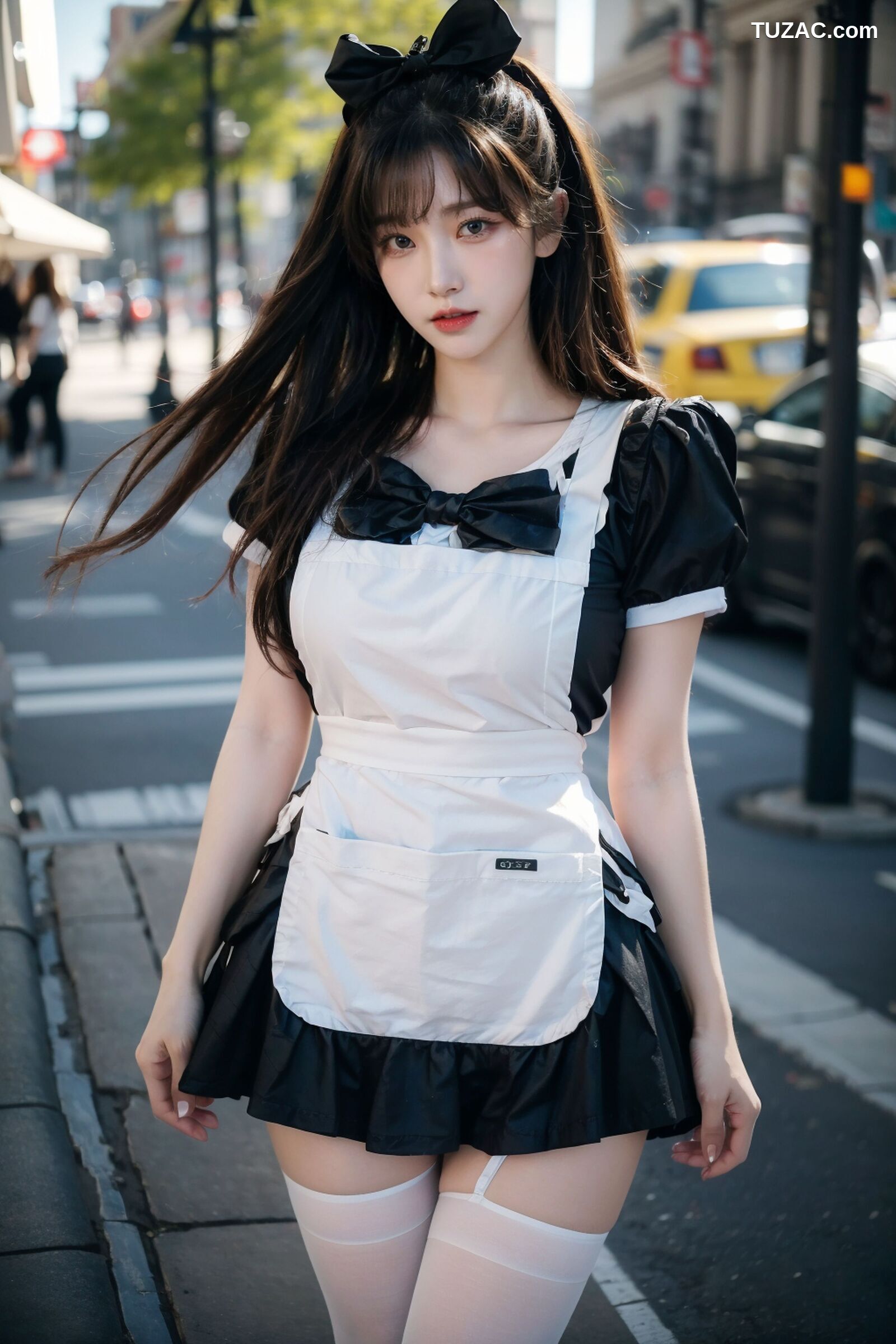 AI美女-拟实-黑白女仆裙街拍-18禁