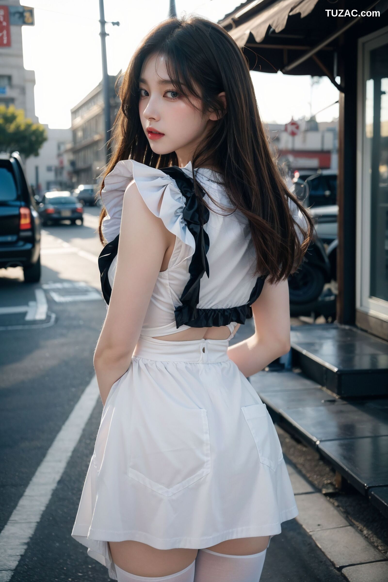 AI美女-拟实-黑白女仆裙街拍-18禁