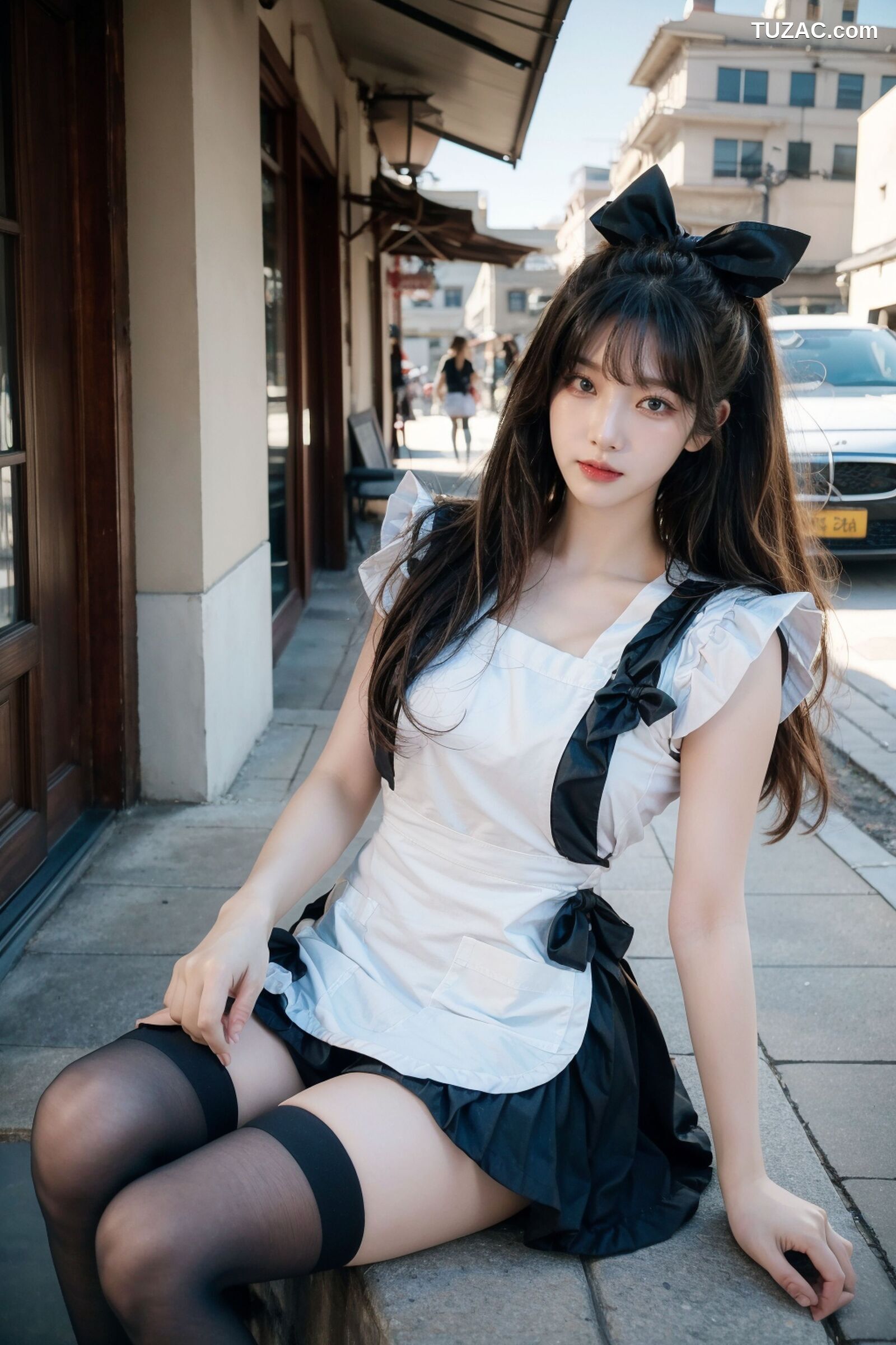 AI美女-拟实-黑白女仆裙街拍-18禁