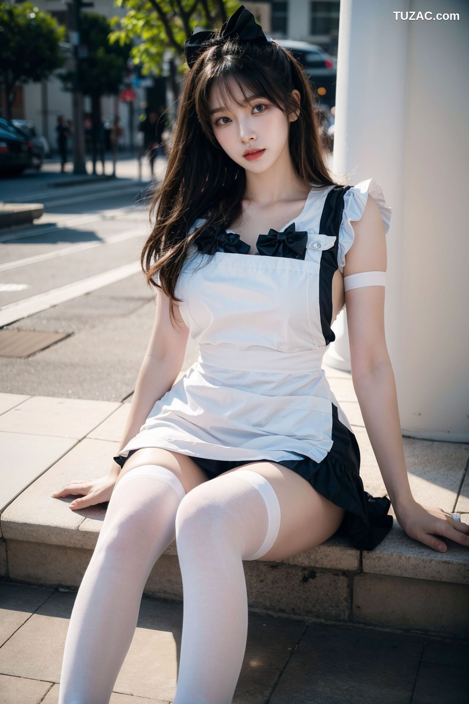 AI美女-拟实-黑白女仆裙街拍-18禁