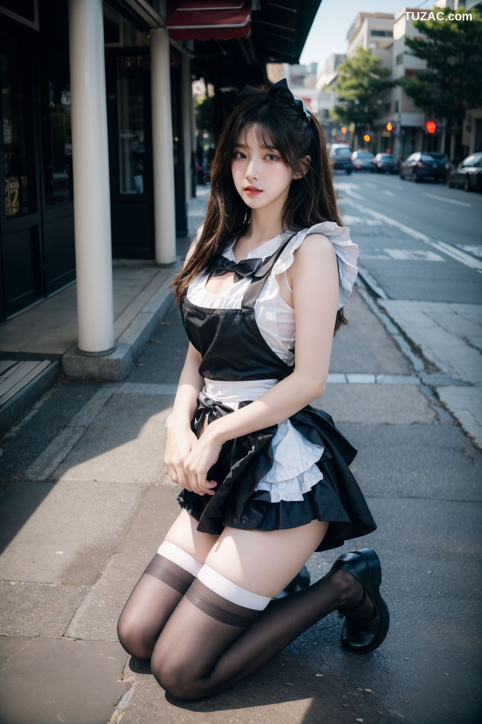 AI美女-拟实-黑白女仆裙街拍-18禁