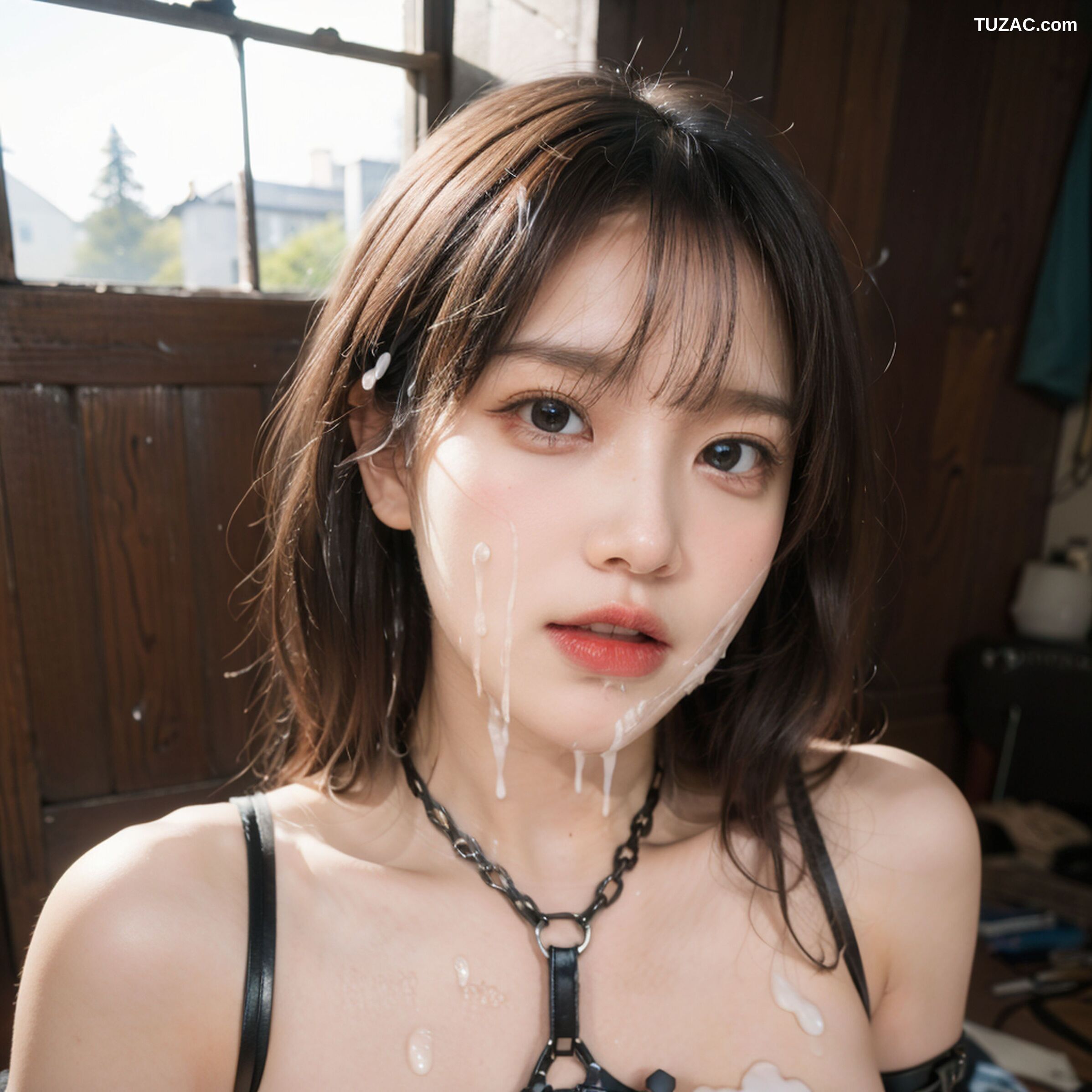 AI美女-拟实-黑色绑带情趣内衣老屋