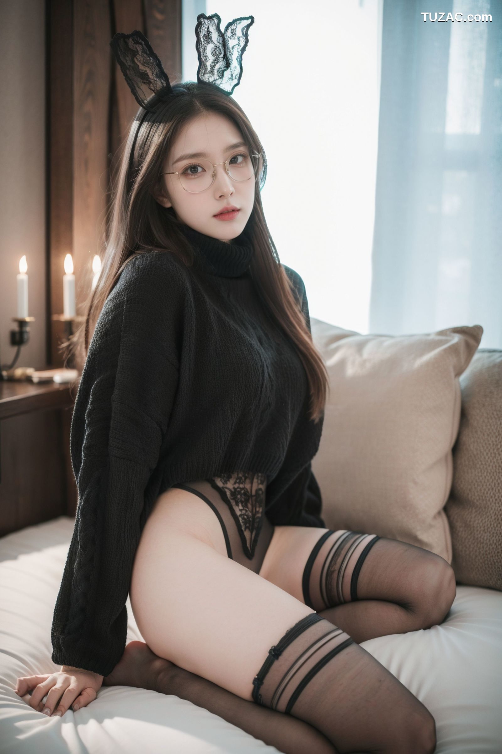 AI美女-拟实-黑衣兔女郎