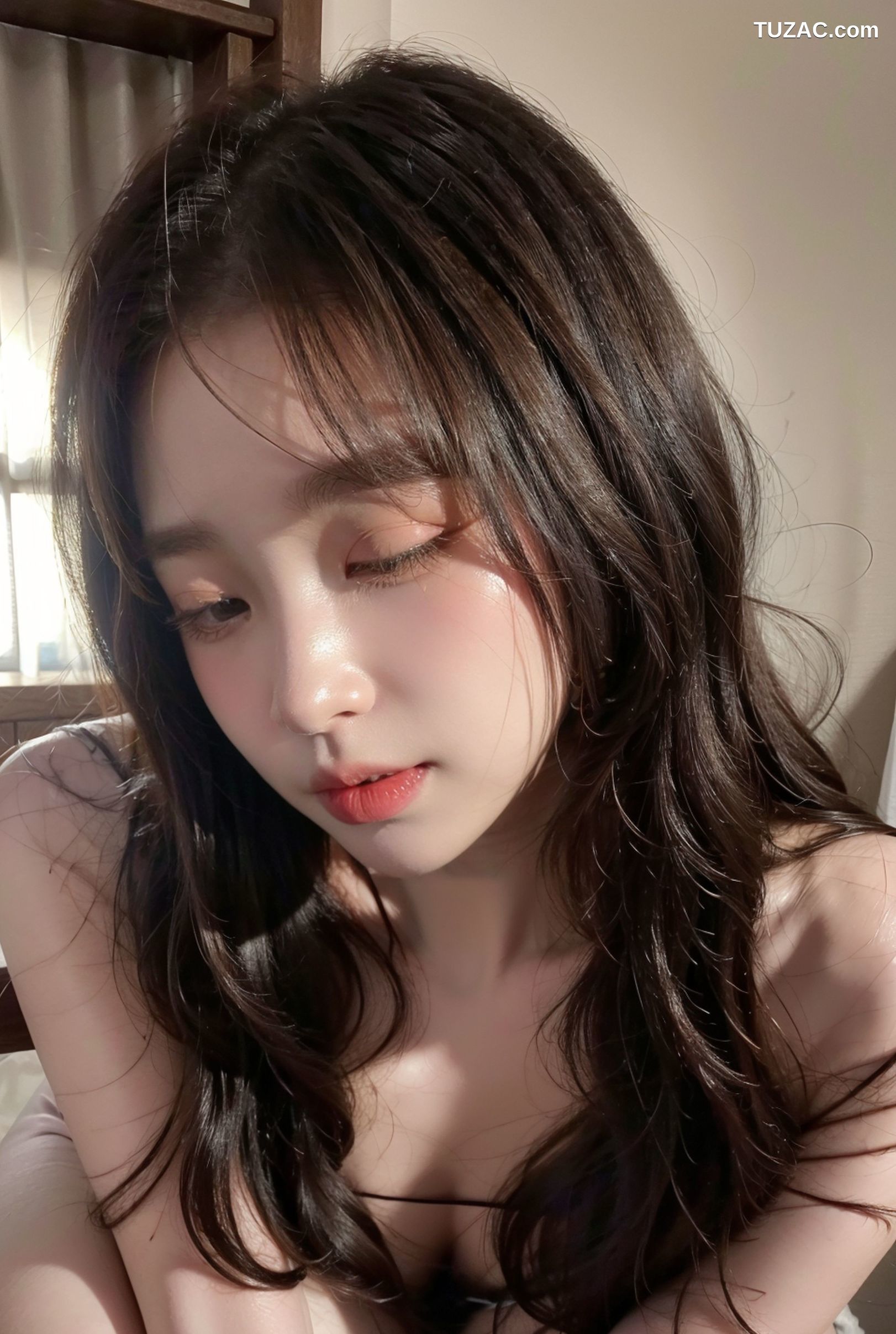 AI美女-拟实-黑长发银色吊带短裙-18禁