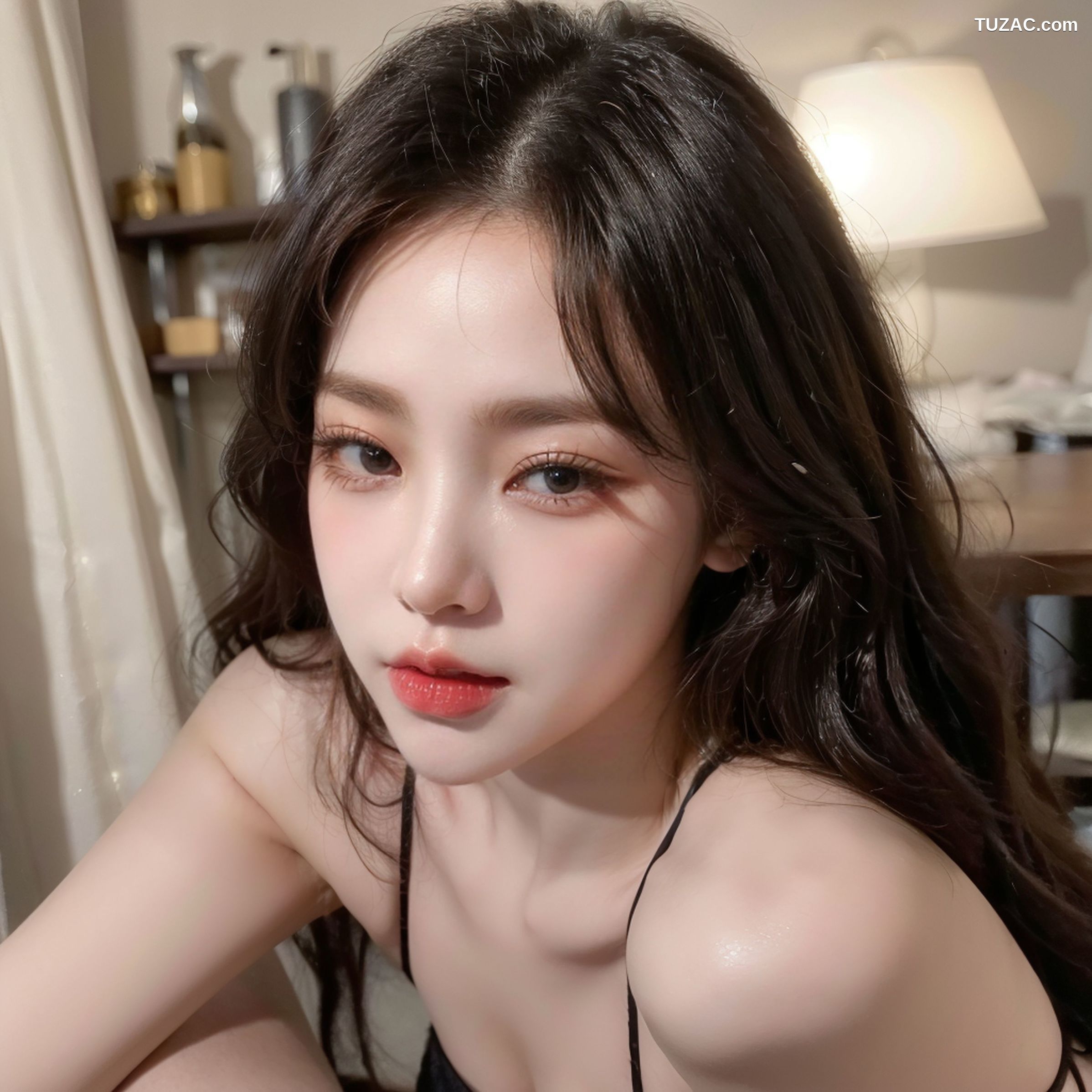 AI美女-拟实-黑长发银色吊带短裙-纯净版