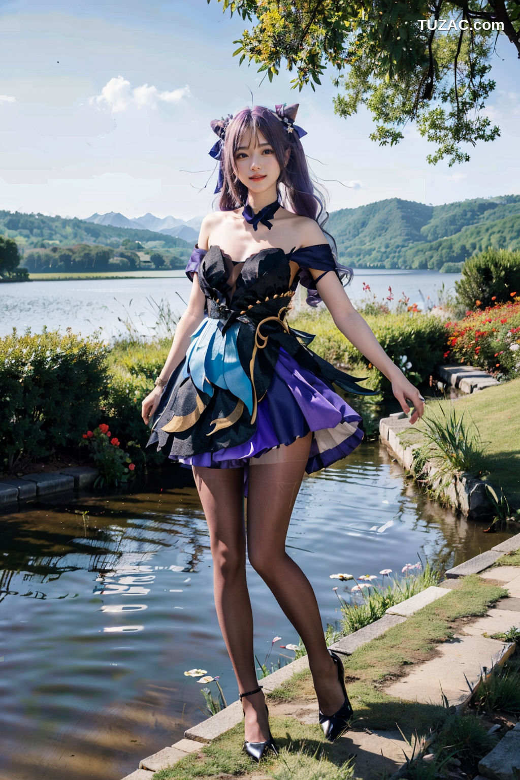 AI美女-紫发小魔女户外