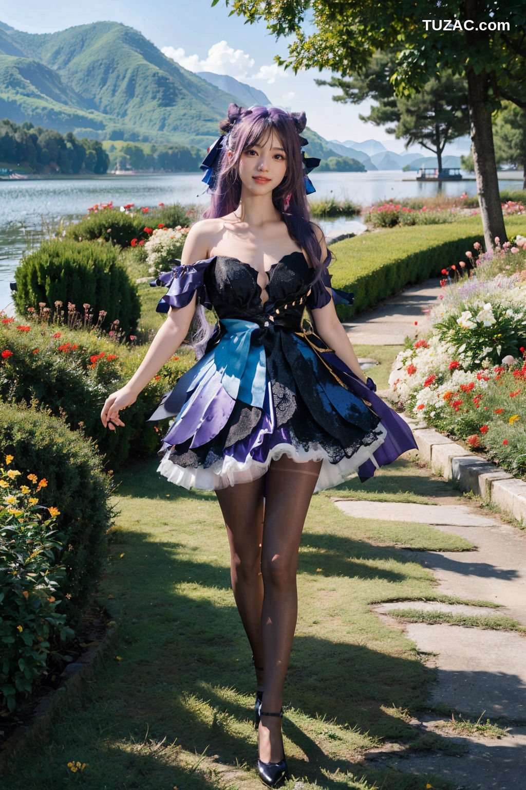 AI美女-紫发小魔女户外