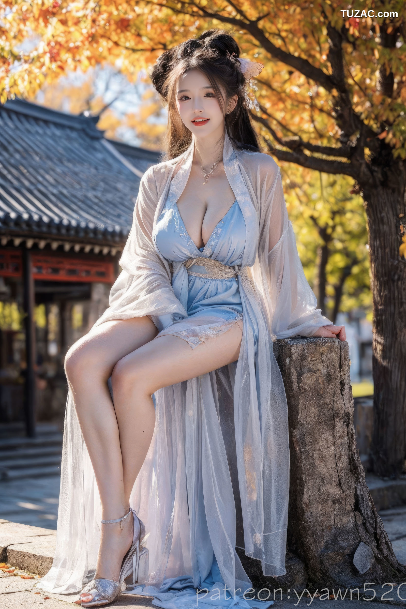 AI美女-红叶秋思古典美人-白衣篇